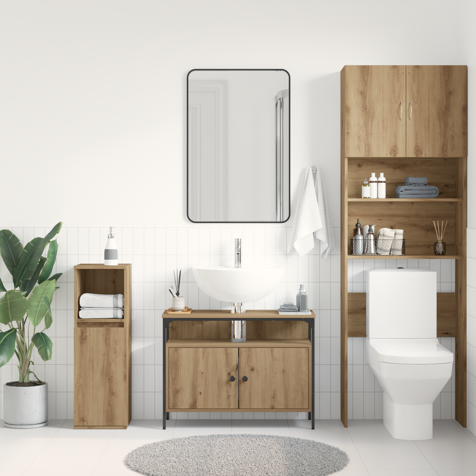 Bathroom Sink Cabinet Artisan Oak 80x30x60 cm Engineered Wood - Image 4