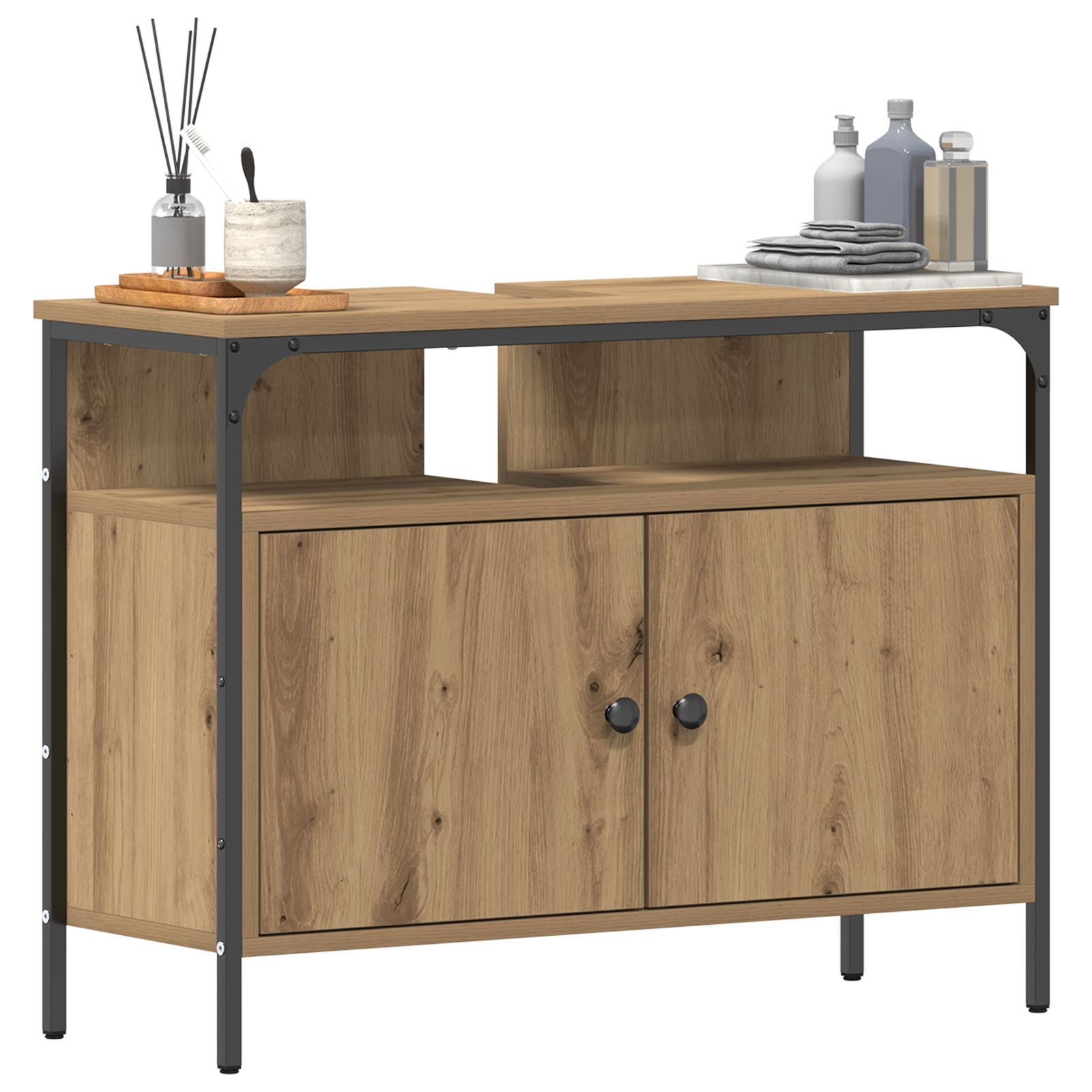 Bathroom Sink Cabinet Artisan Oak 80x30x60 cm Engineered Wood - Image 3