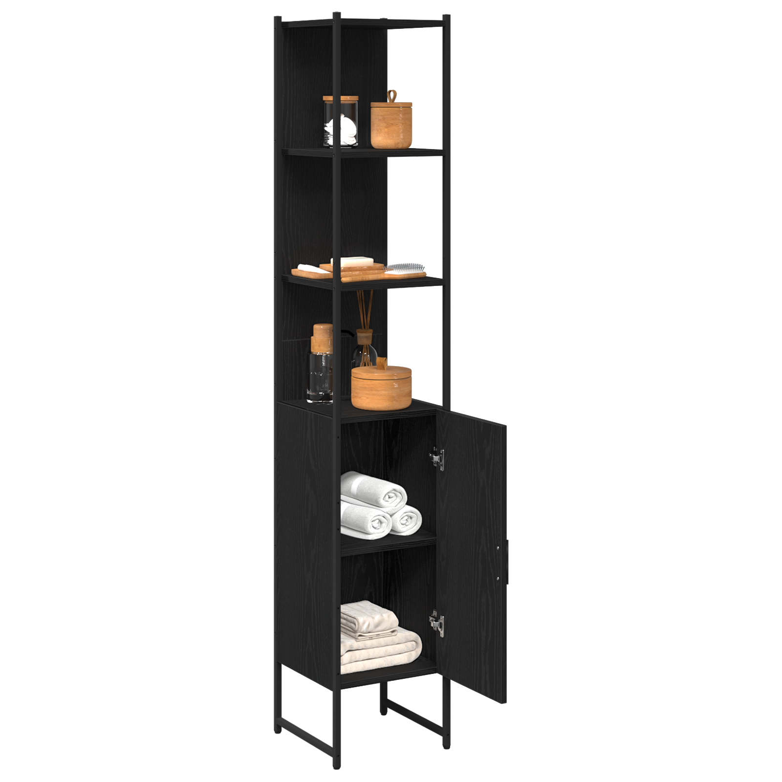 Bathroom Cabinet Black Oak 33x33x185,5 cm Engineered Wood - Image 3
