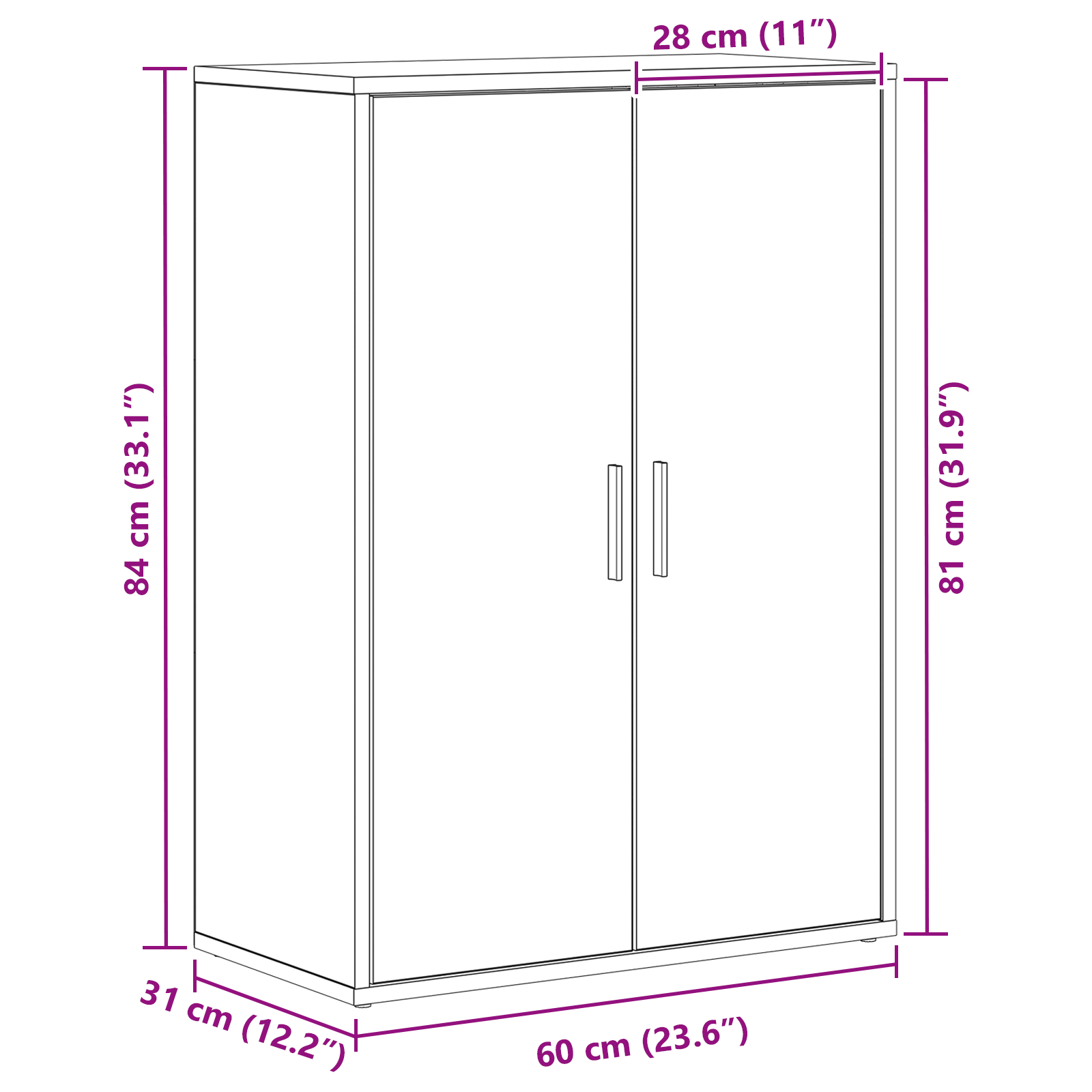 Sideboard Black Oak 60x31x84 cm Engineered Wood - Image 7