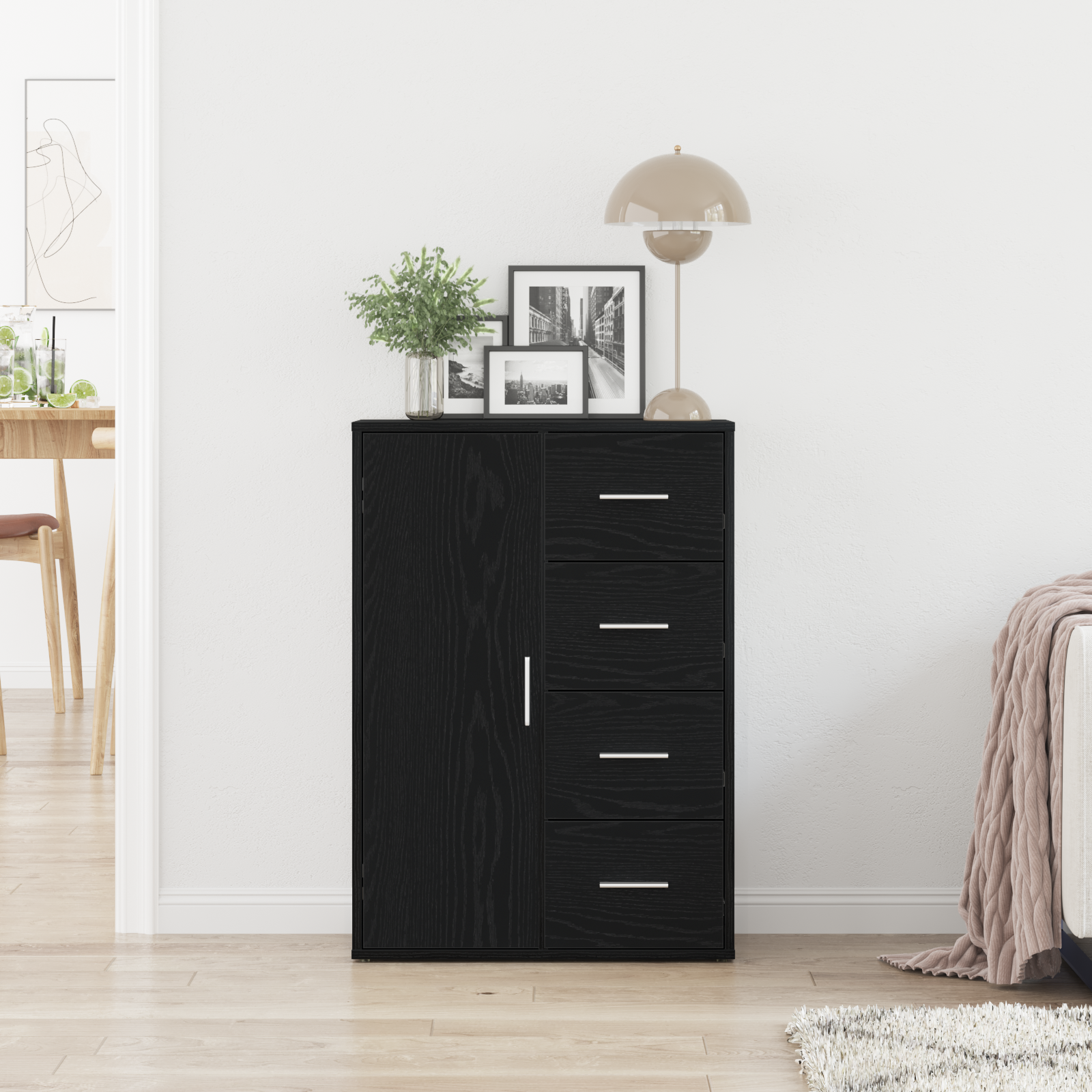 Sideboard Black Oak 60x31x84 cm Engineered Wood - Image 4