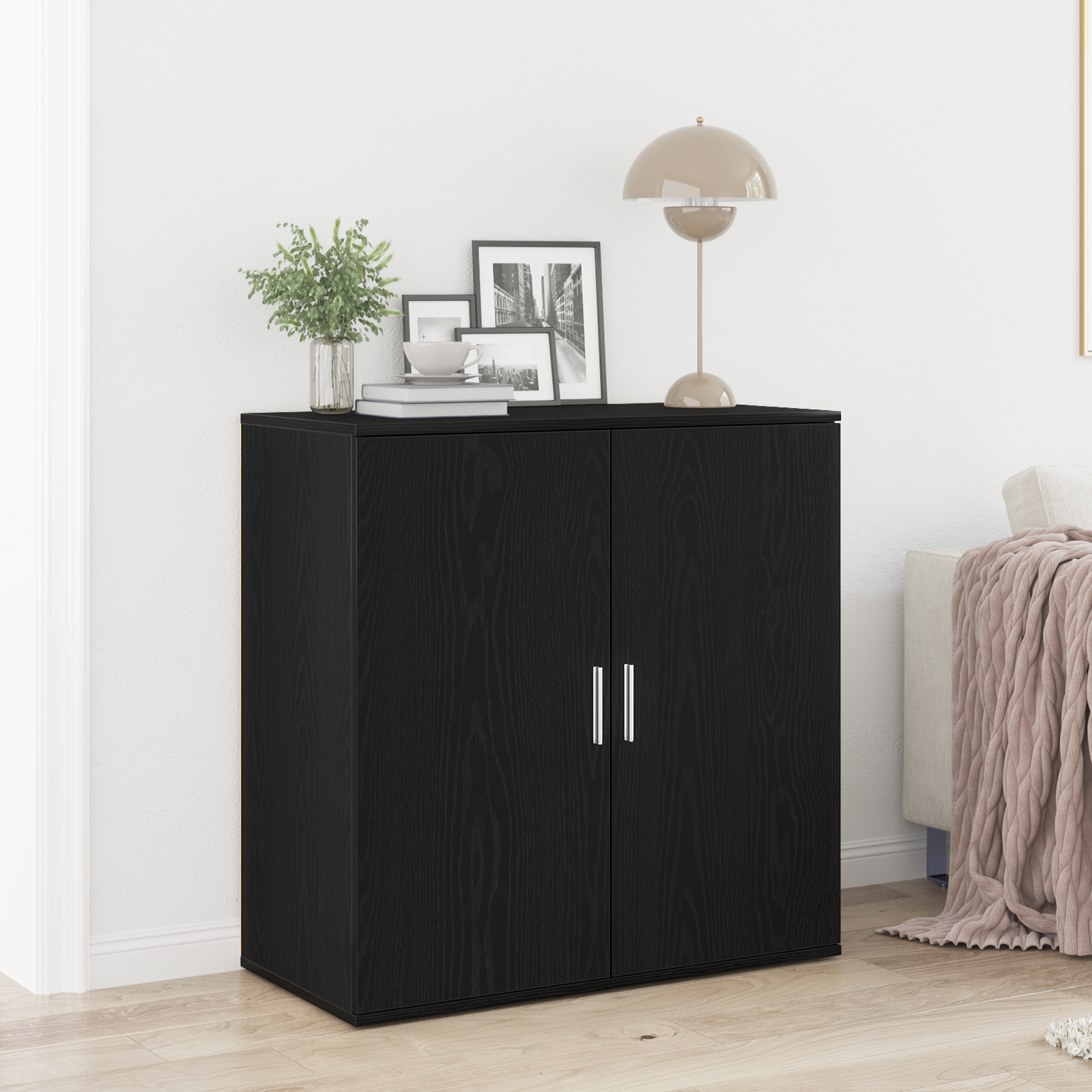 Thumbnail - vidaXL Sideboard Schwarz Eiche 79x38x80 cm Holzwerkstoff