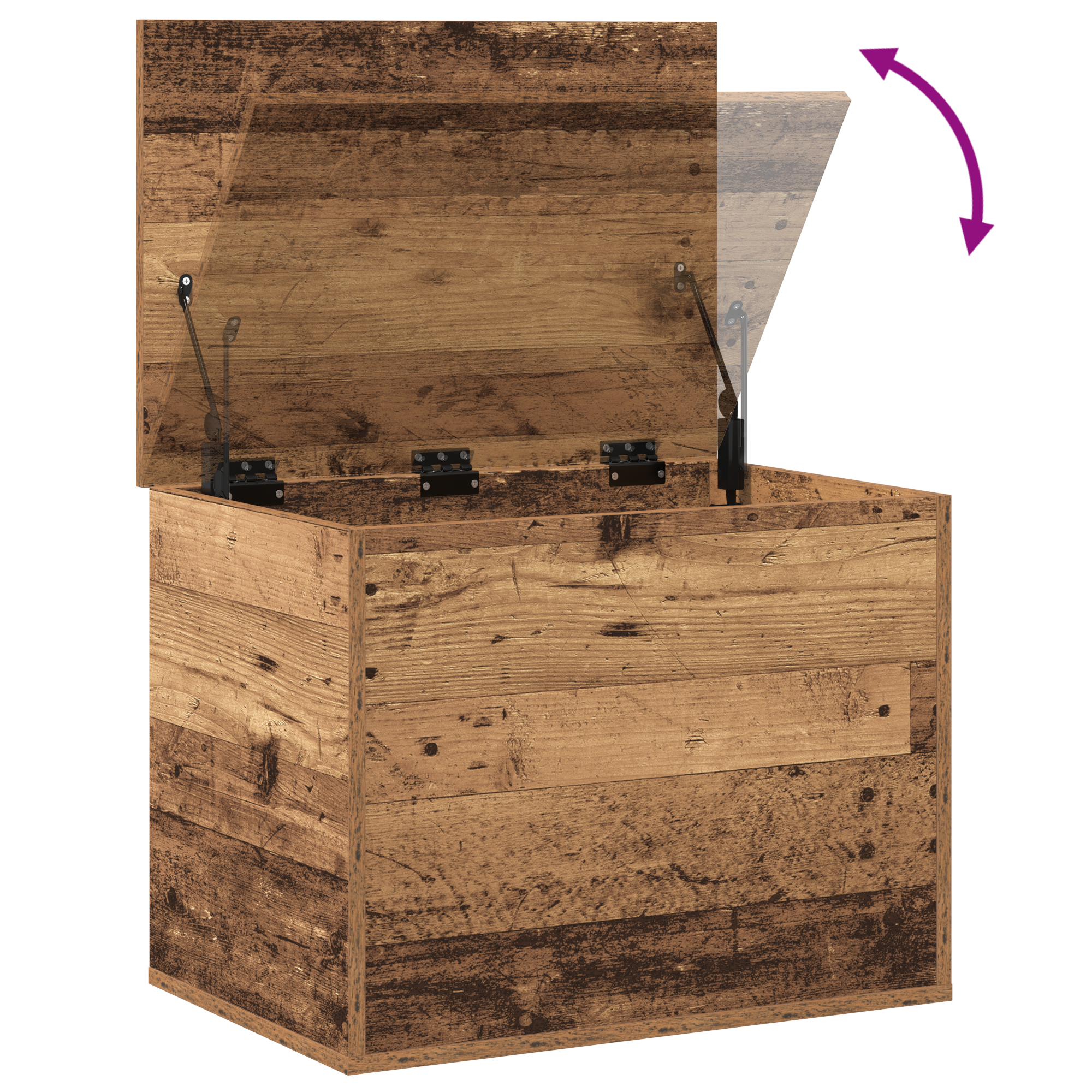 Storage Box with Lid Old Wood 60x42x46 cm Engineered Wood - Image 10