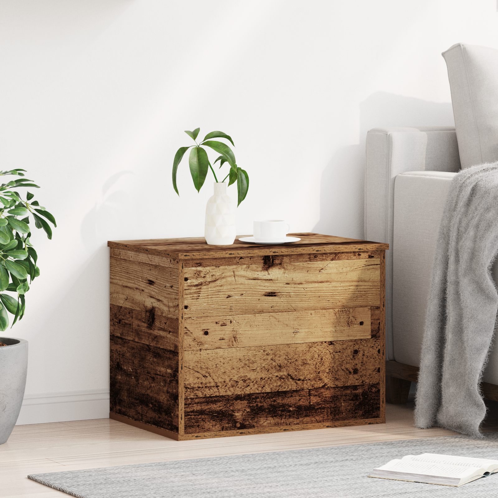 Storage Box with Lid Old Wood 60x42x46 cm Engineered Wood - Image 4