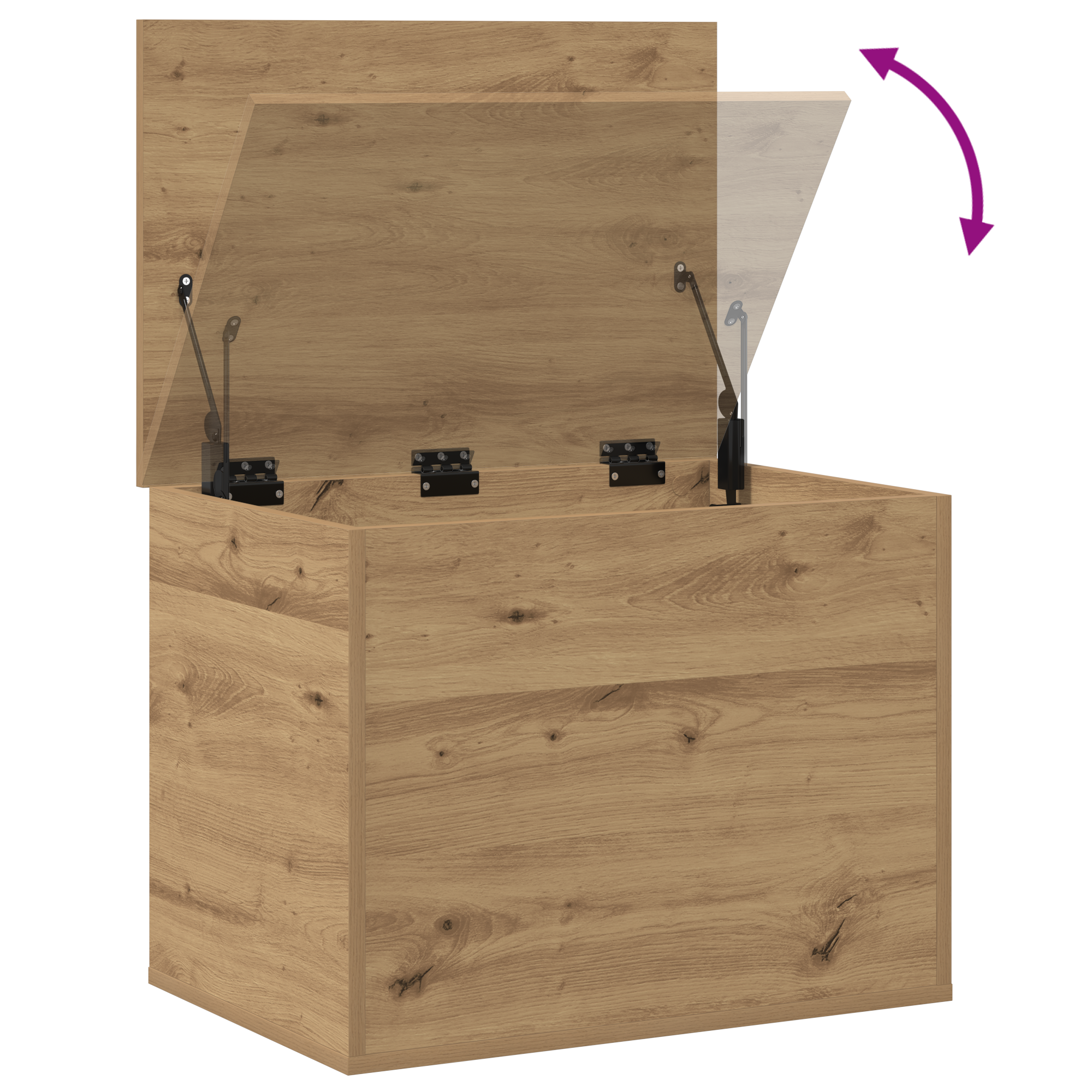 Storage Box with Lid Artisan Oak 60x42x46 cm Engineered Wood - Image 10