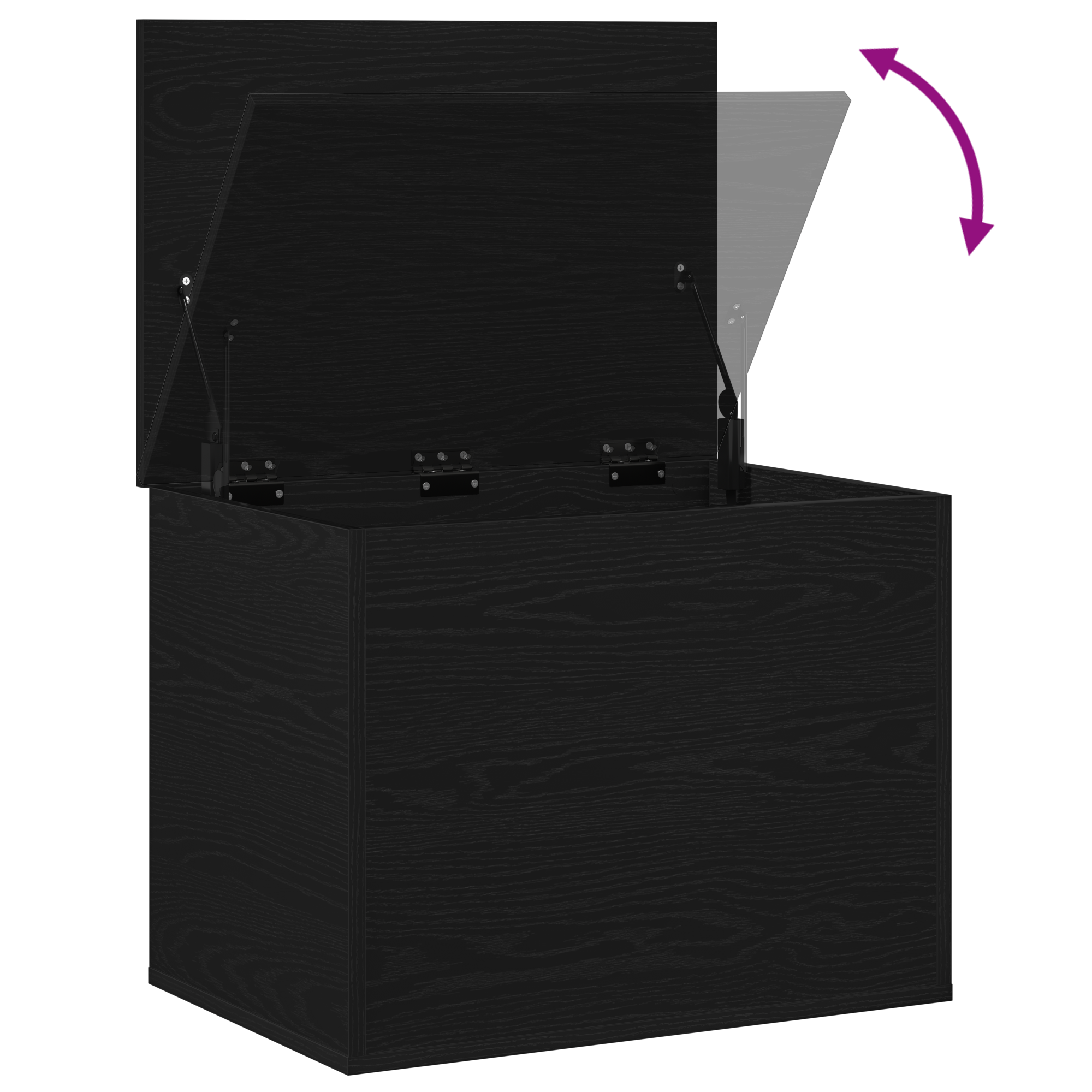 Storage Box with Lid Black Oak 60x42x46 cm Engineered Wood - Image 10
