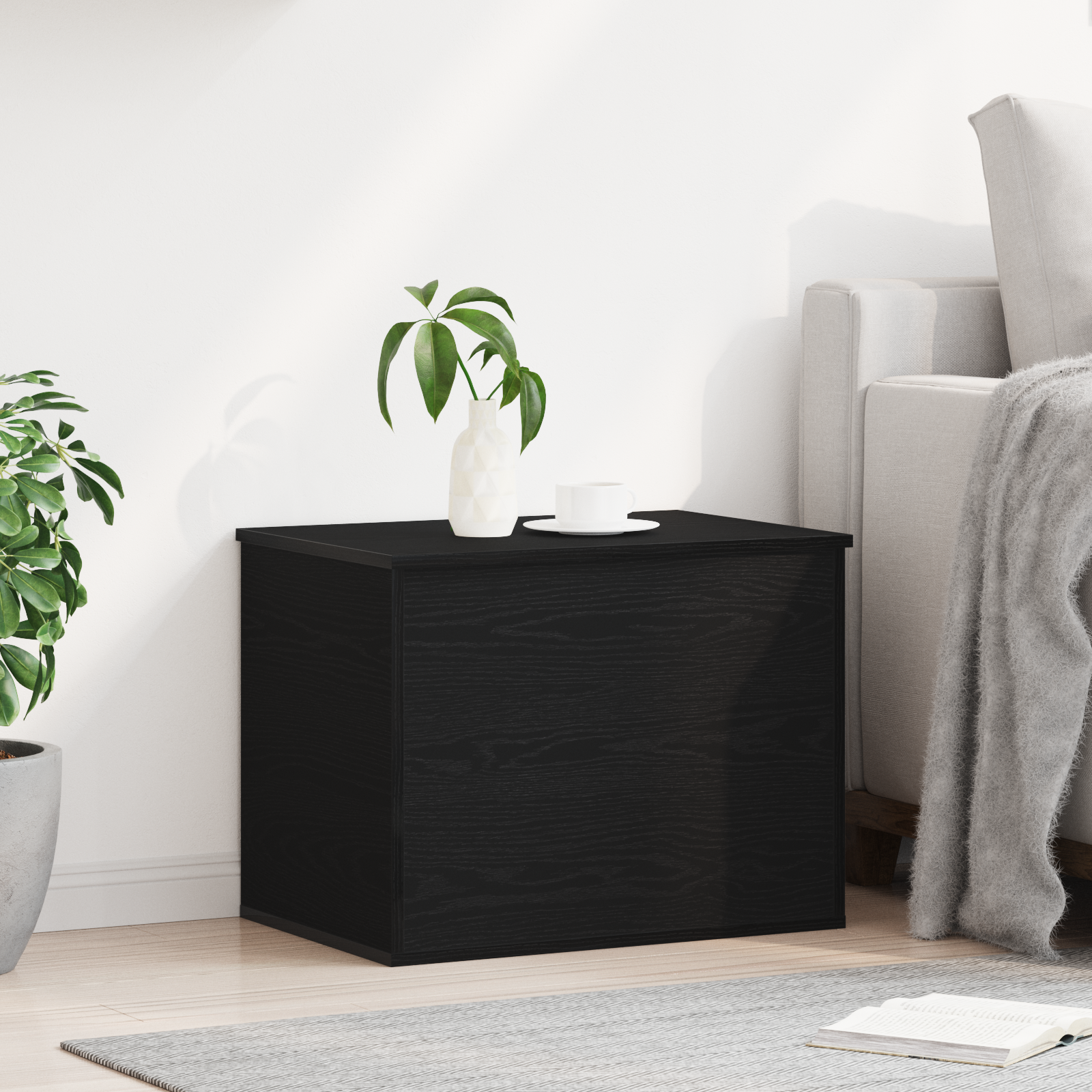 Storage Box with Lid Black Oak 60x42x46 cm Engineered Wood - Image 4