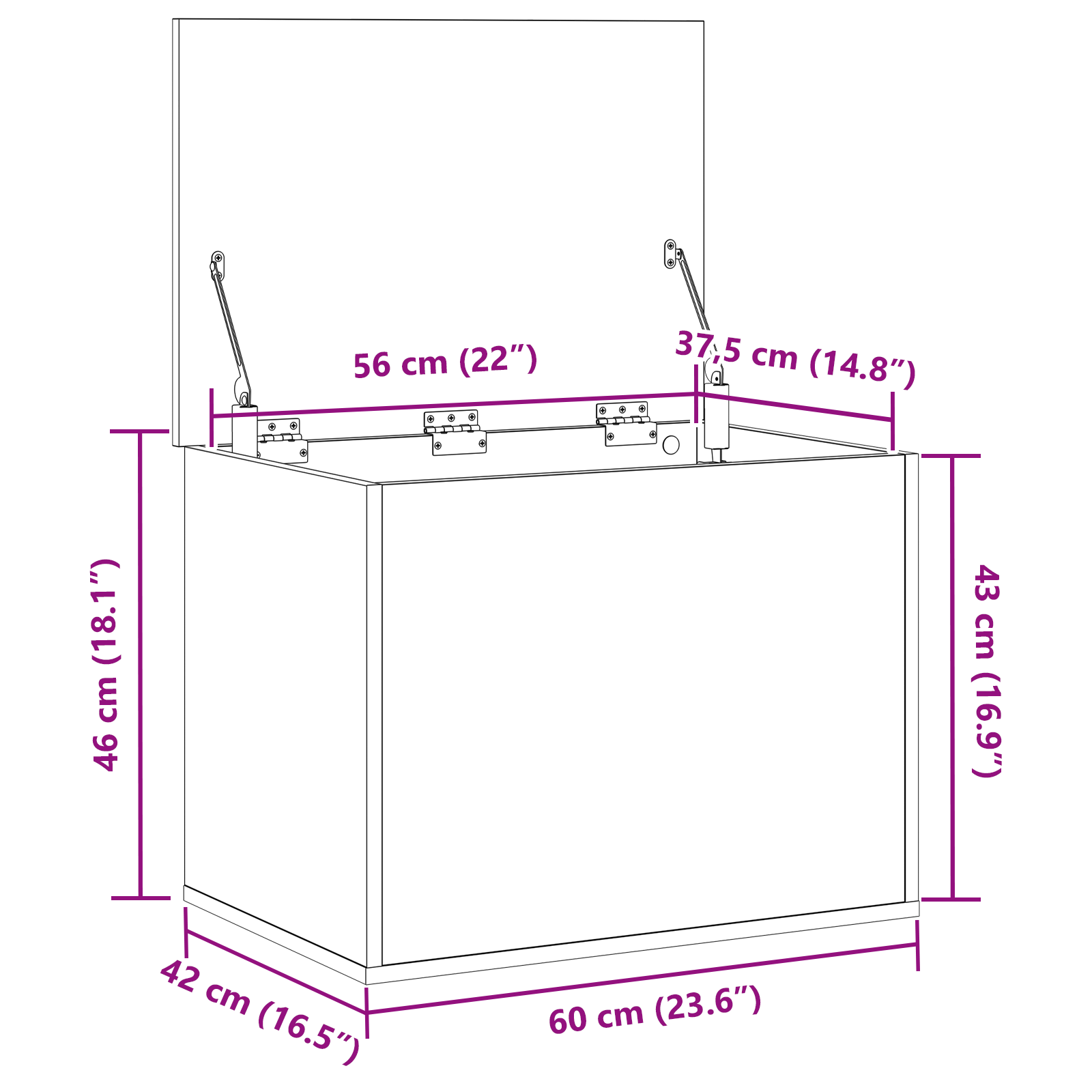 Storage Box with Lid Black Oak 60x42x46 cm Engineered Wood - Image 11