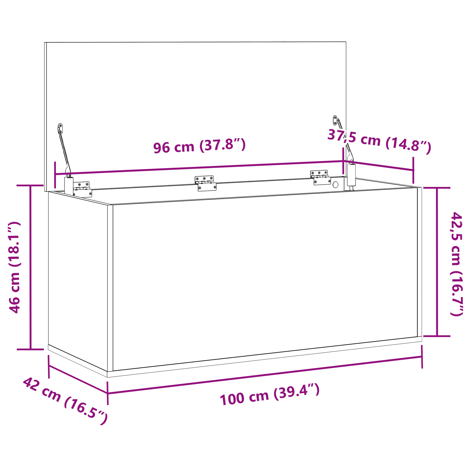 Storage Box with Lid Black Oak 100x42x46 cm Engineered Wood - Image 11