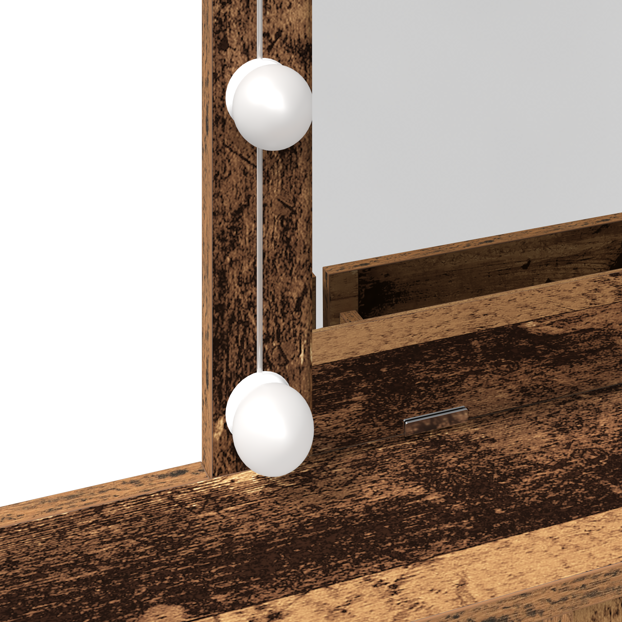 Dressing Table with Mirror&LED Lights Old Wood Engineered Wood - Image 10