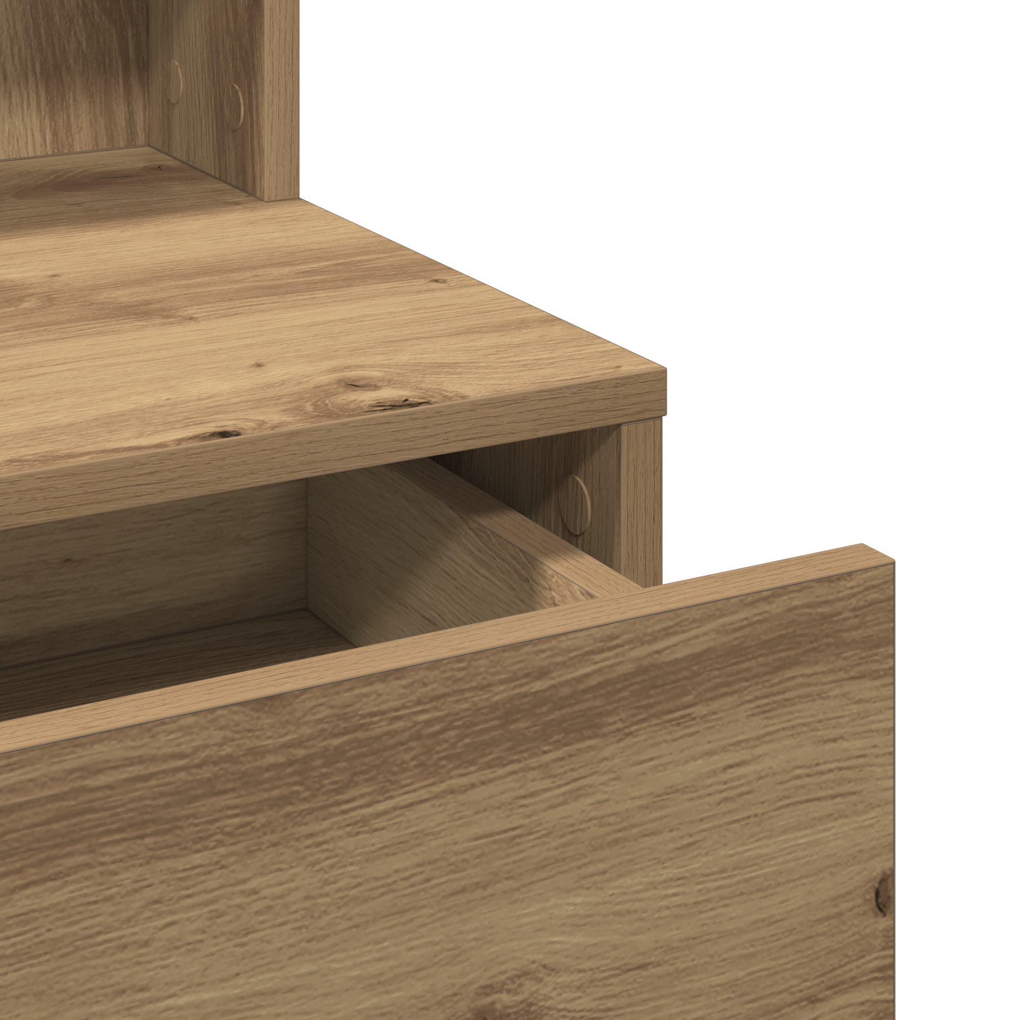 Dressing Table with Mirror and LEDs Artisan Oak Engineered Wood - Image 9