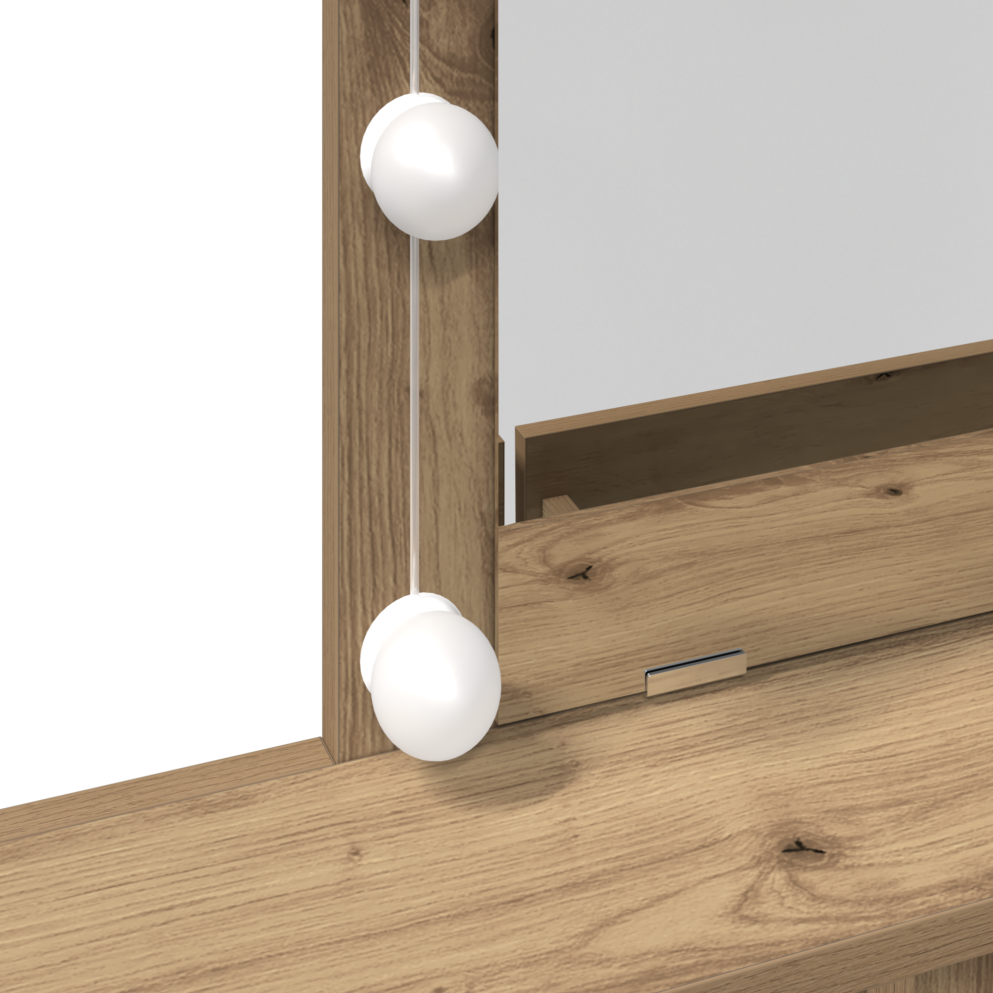 Dressing Table with Mirror and LEDs Artisan Oak Engineered Wood - Image 10