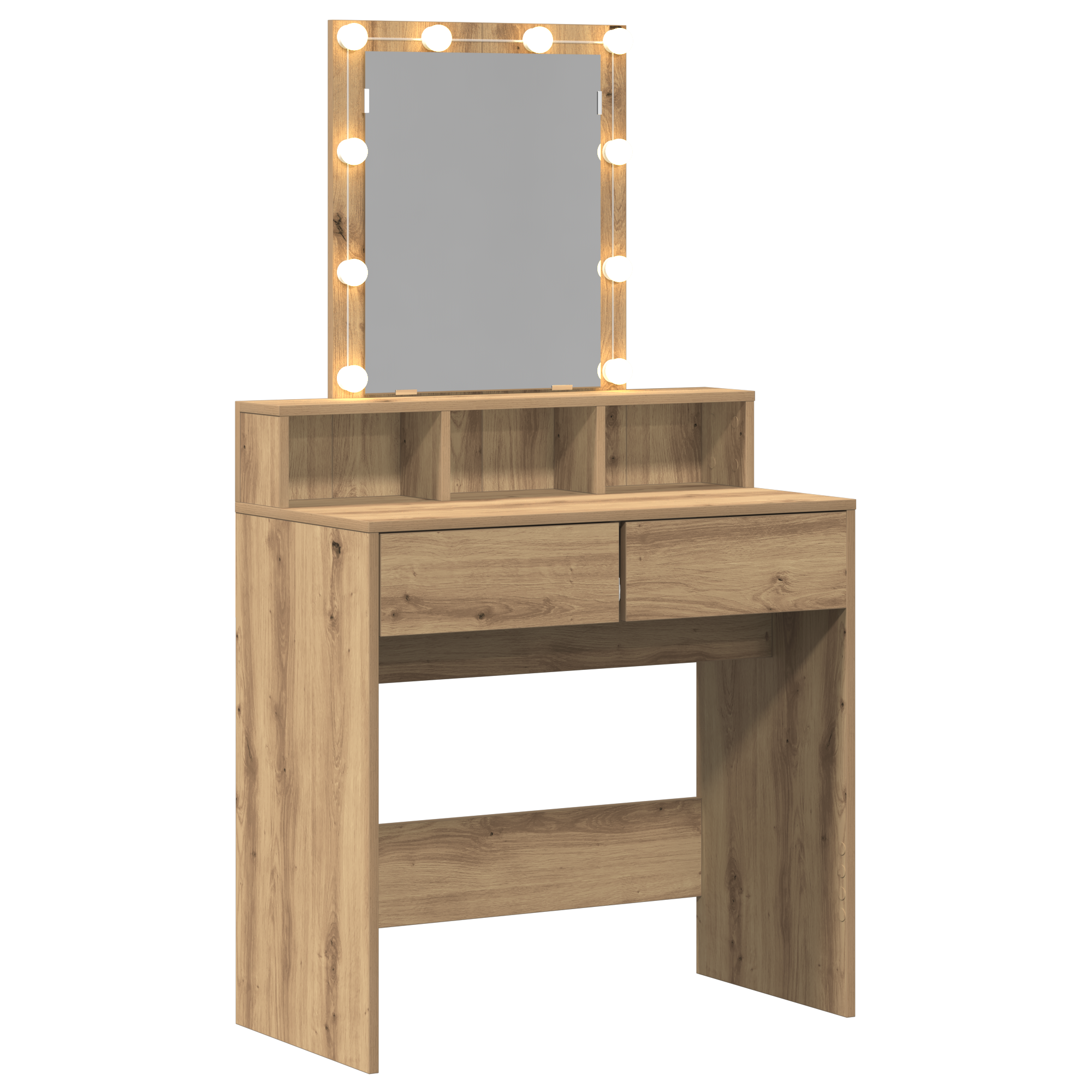 Dressing Table with Mirror and LEDs Artisan Oak Engineered Wood - Image 4