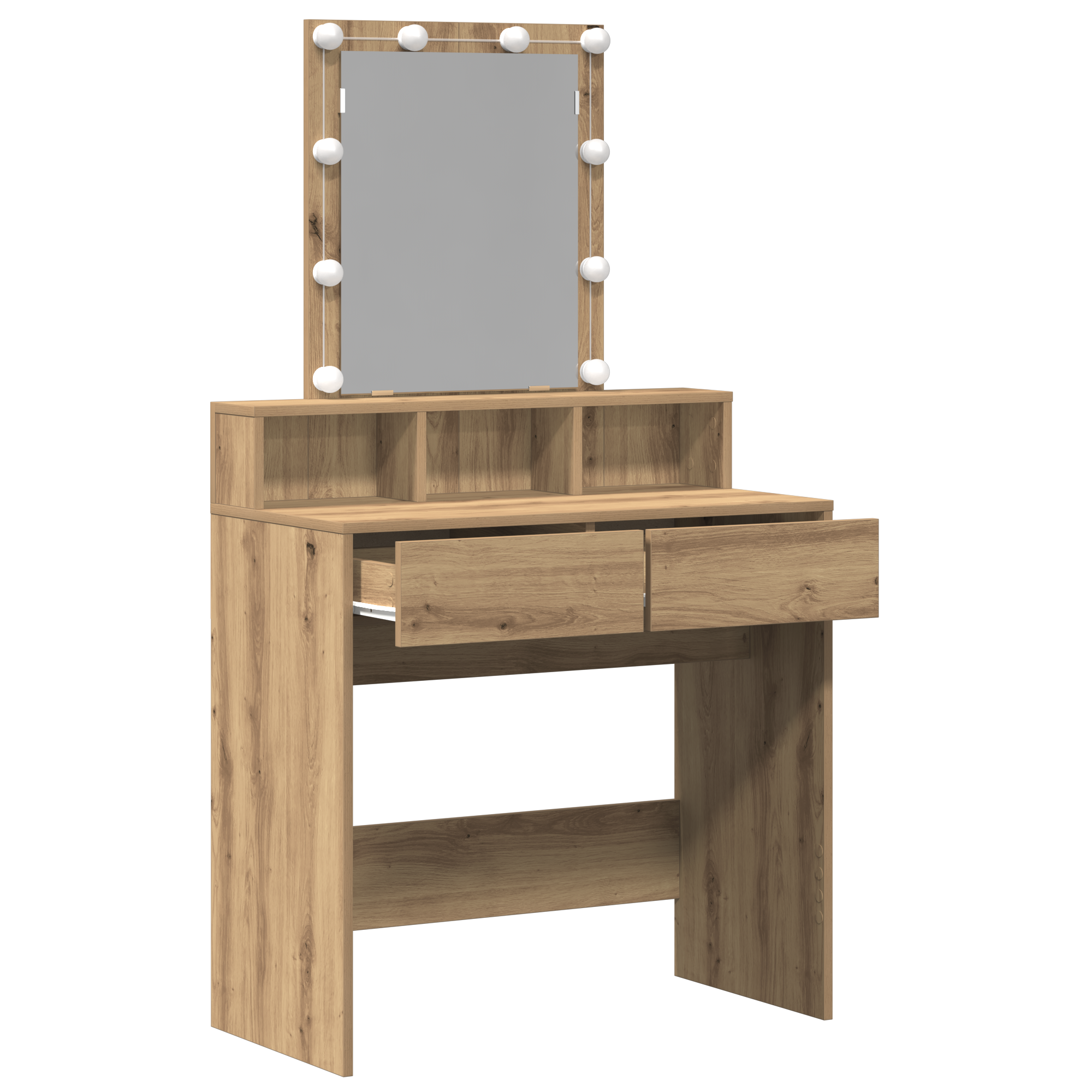 Dressing Table with Mirror and LEDs Artisan Oak Engineered Wood - Image 5
