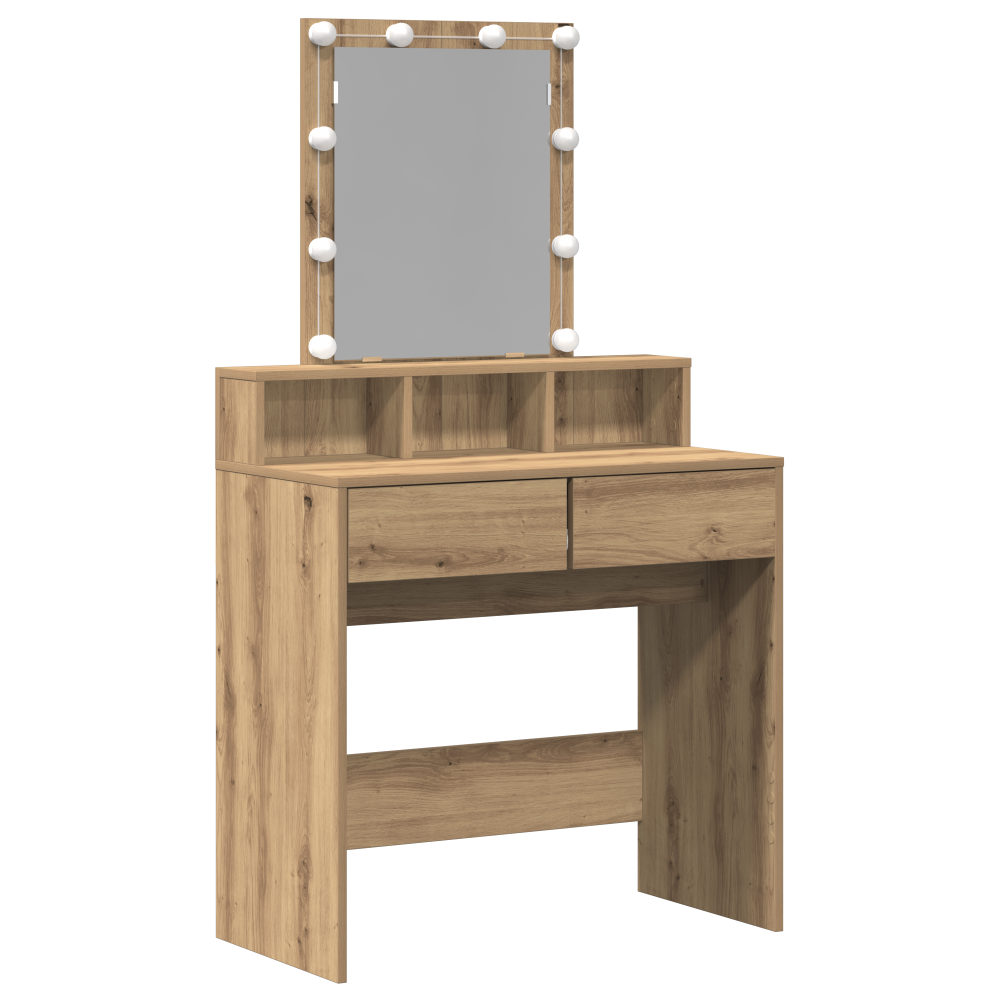 Dressing Table with Mirror and LEDs Artisan Oak Engineered Wood - Image 2