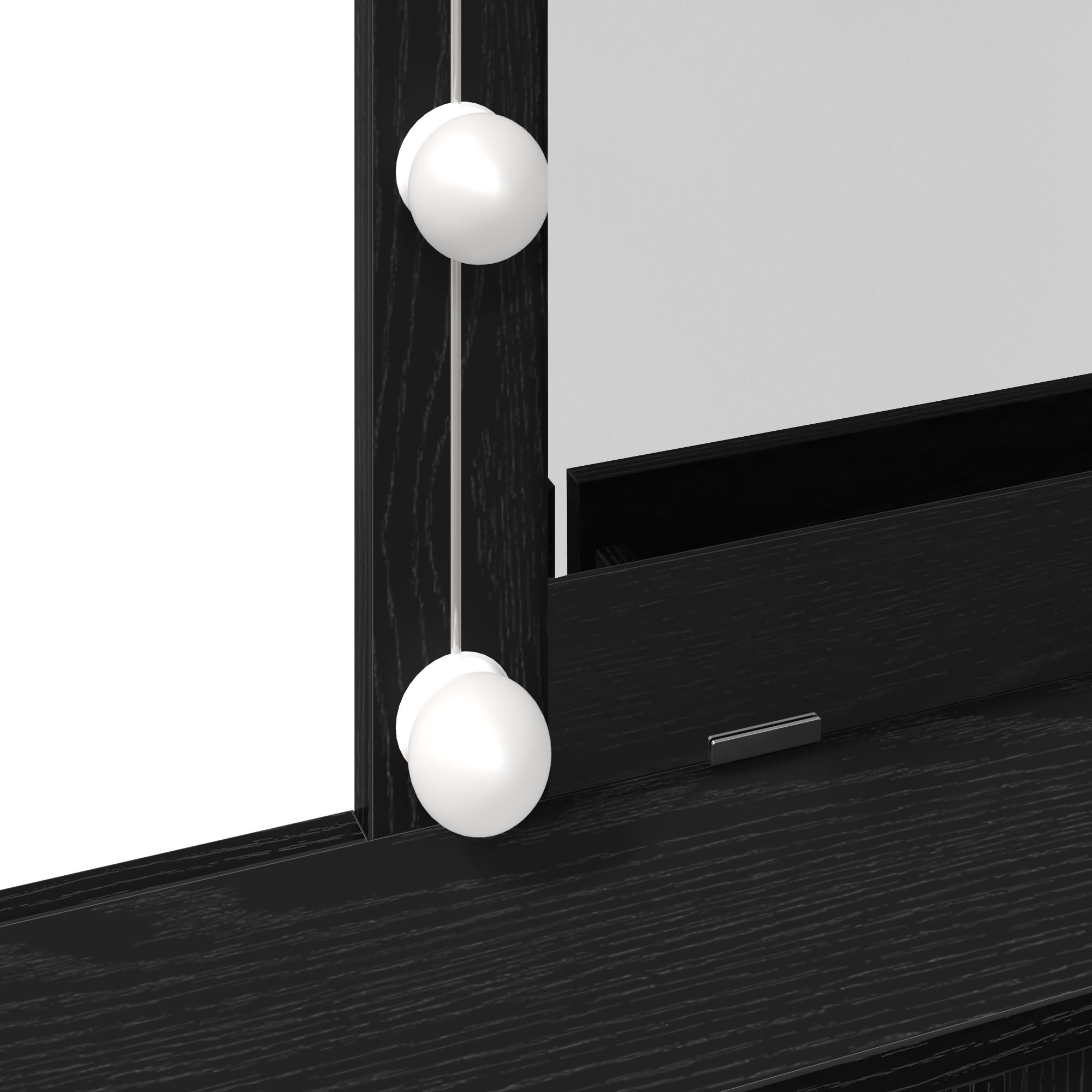 Dressing Table with Mirror&LED Lights Black Oak Engineered Wood - Image 8