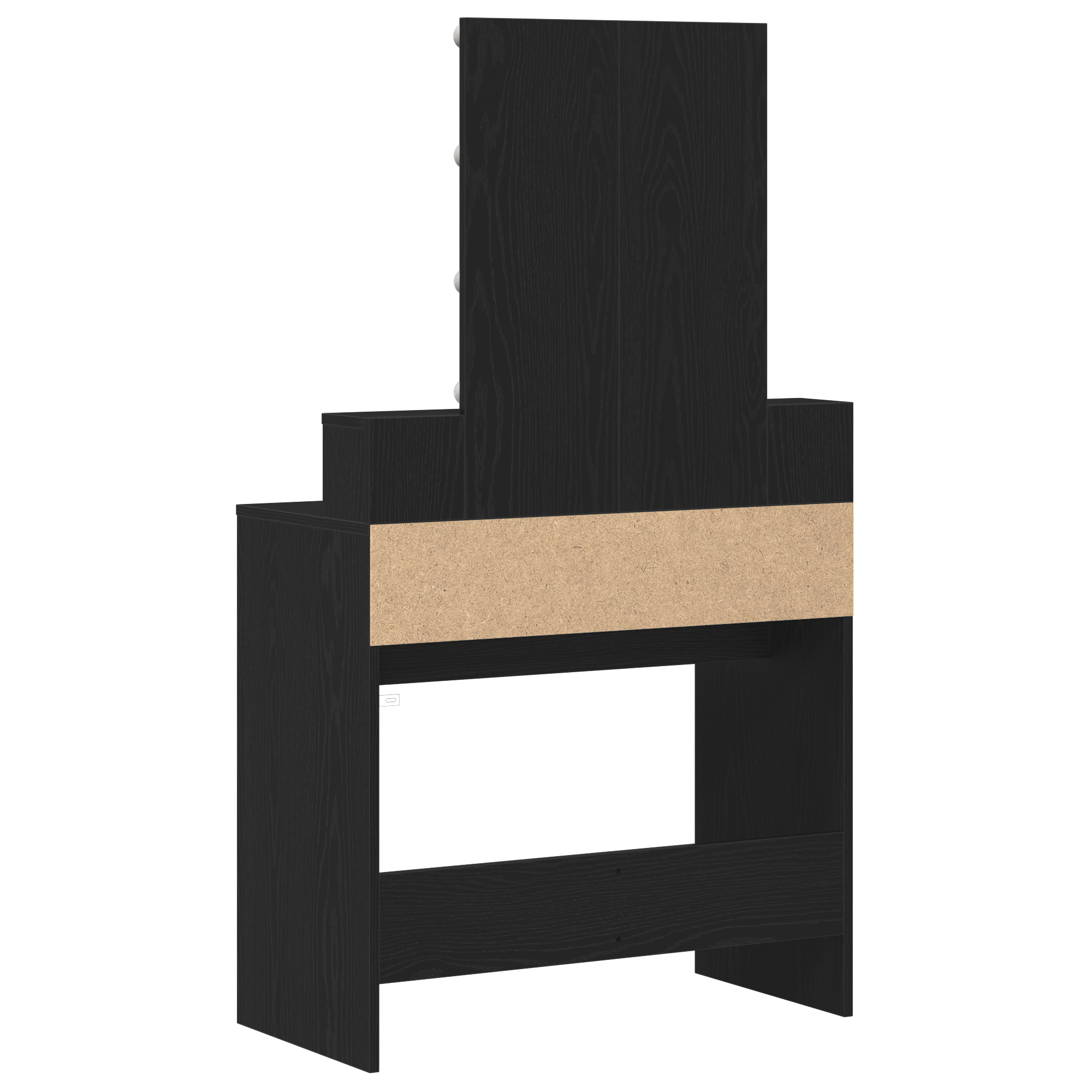 Dressing Table with Mirror&LED Lights Black Oak Engineered Wood - Image 6