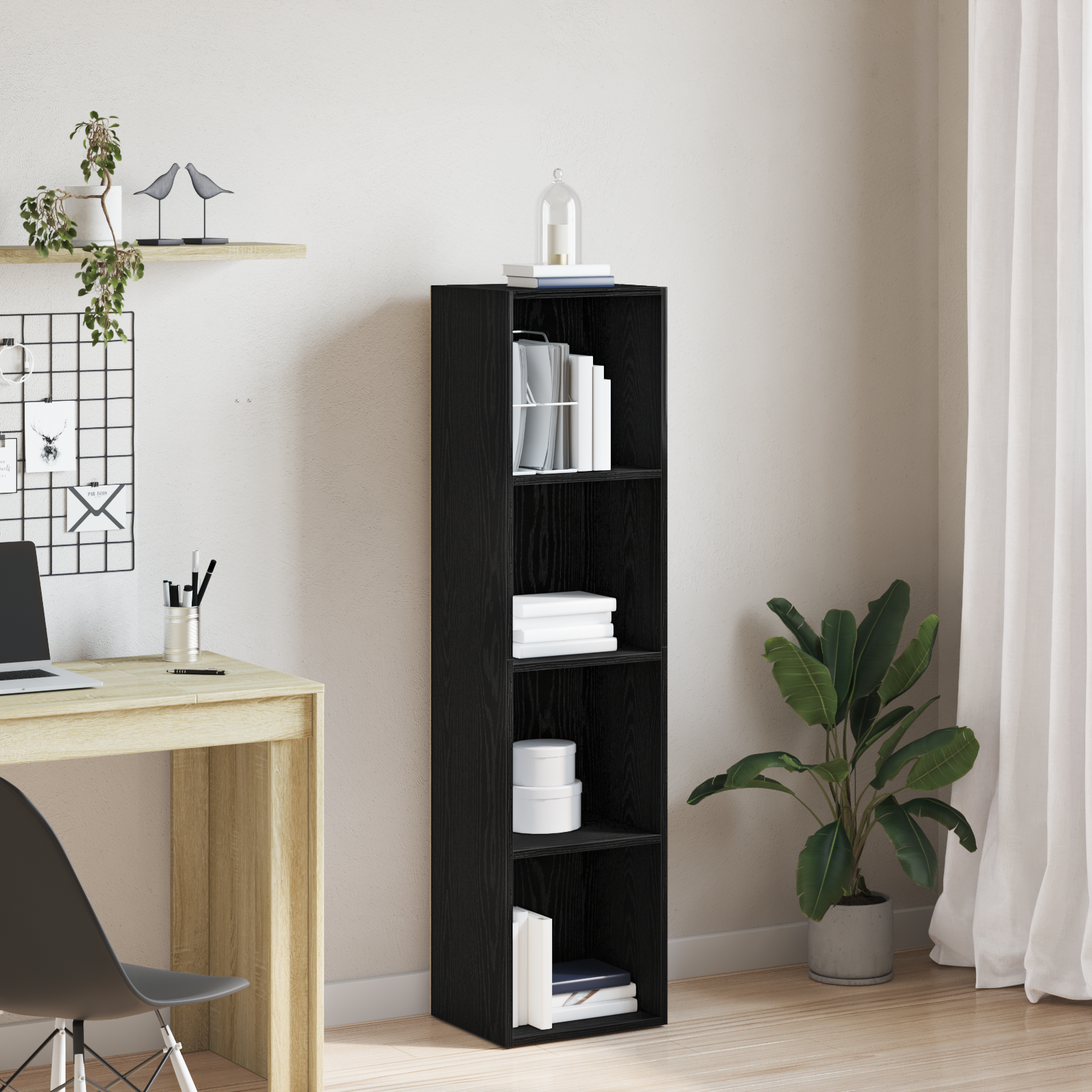 Bookcase Black Oak 36x30x143 cm Engineered Wood