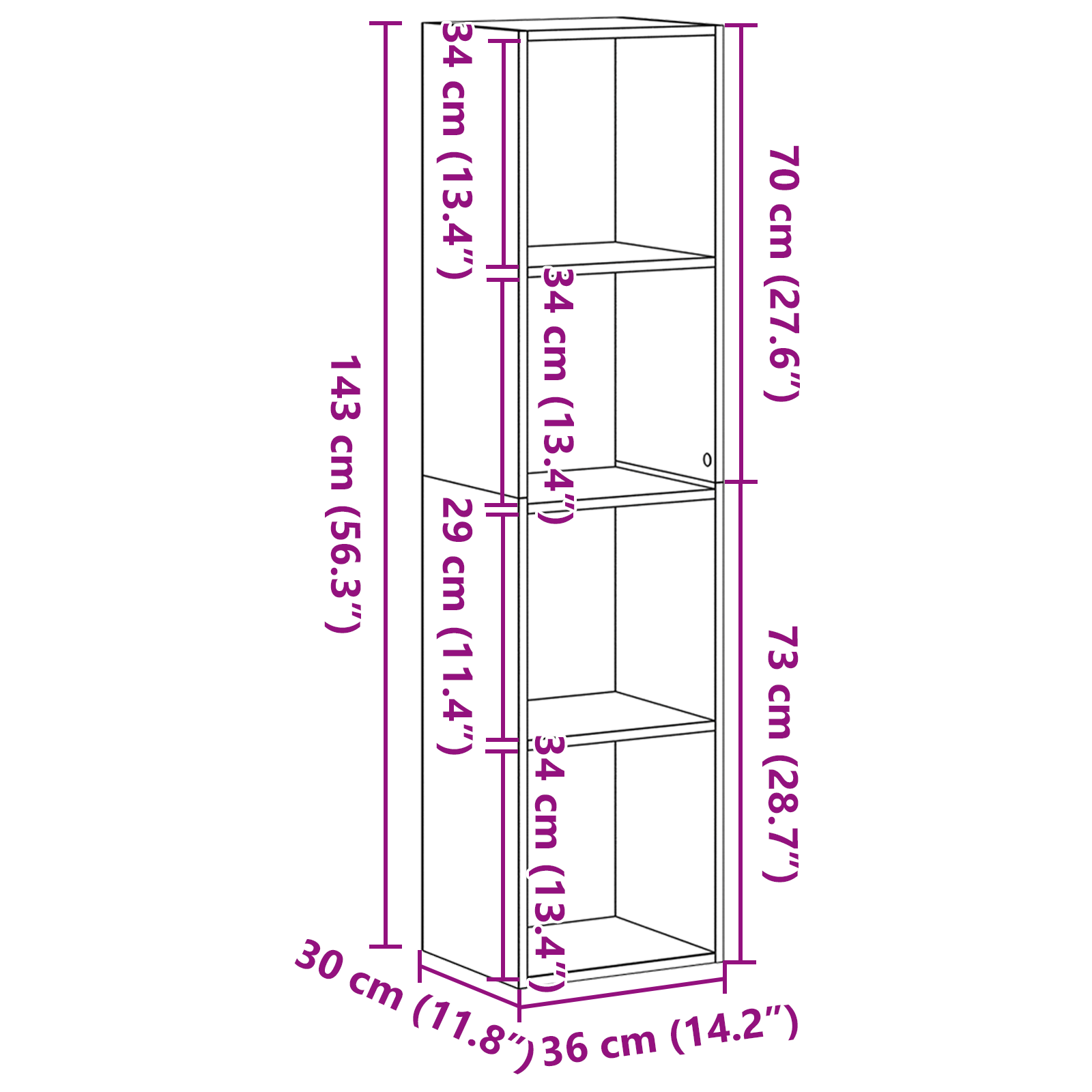 | Knjigovni omar | Črni hrast 36 x 30 x 143 cm Konstruiran les - slika 12