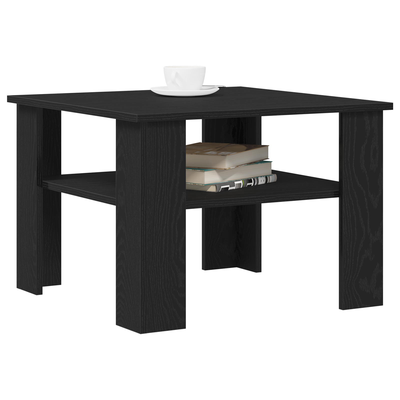 Black Oak Coffee Table 60x60x42 cm Made of Engineered Wood - Image 3