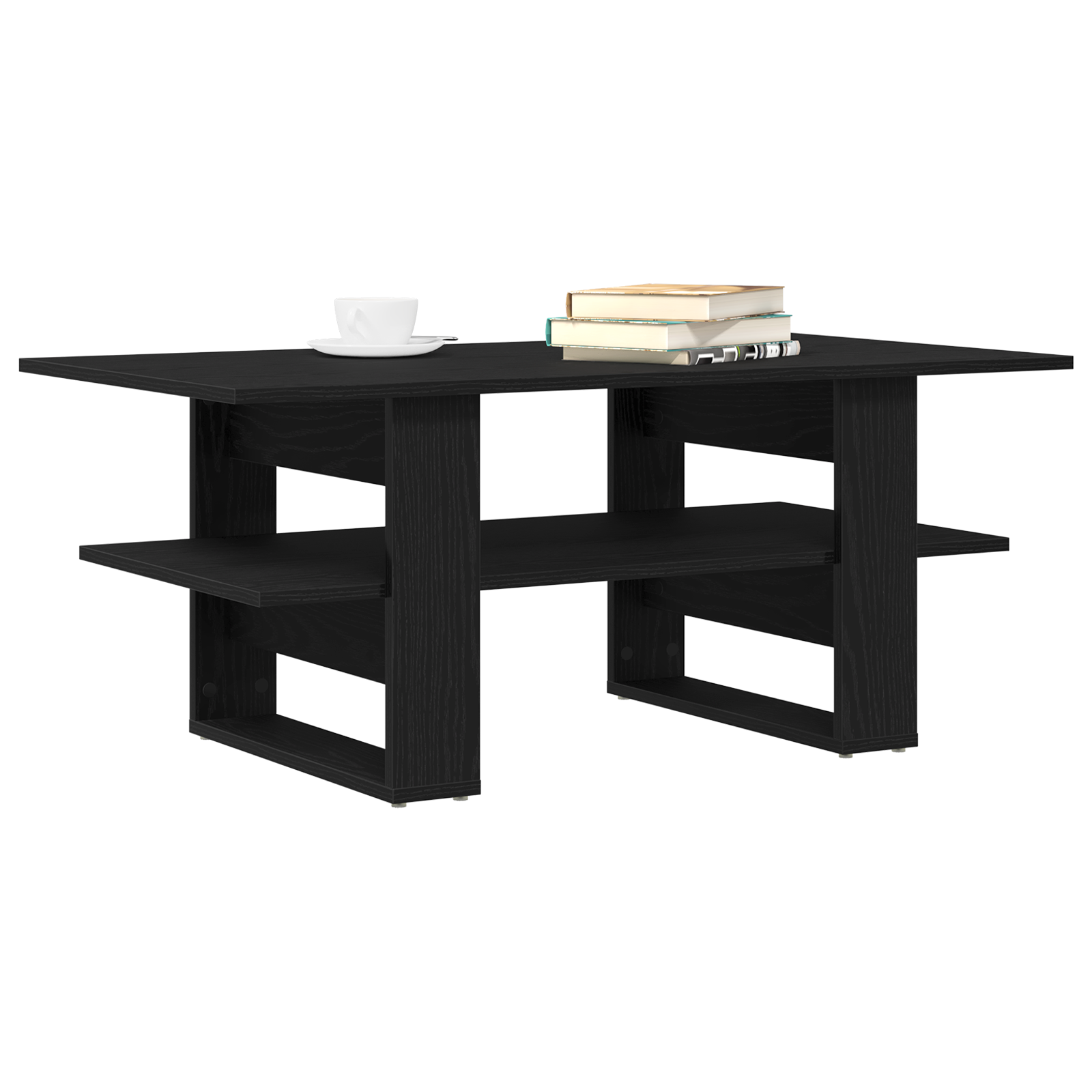 Coffee Table Black Oak 102x55x42 cm Engineered Wood - Image 3