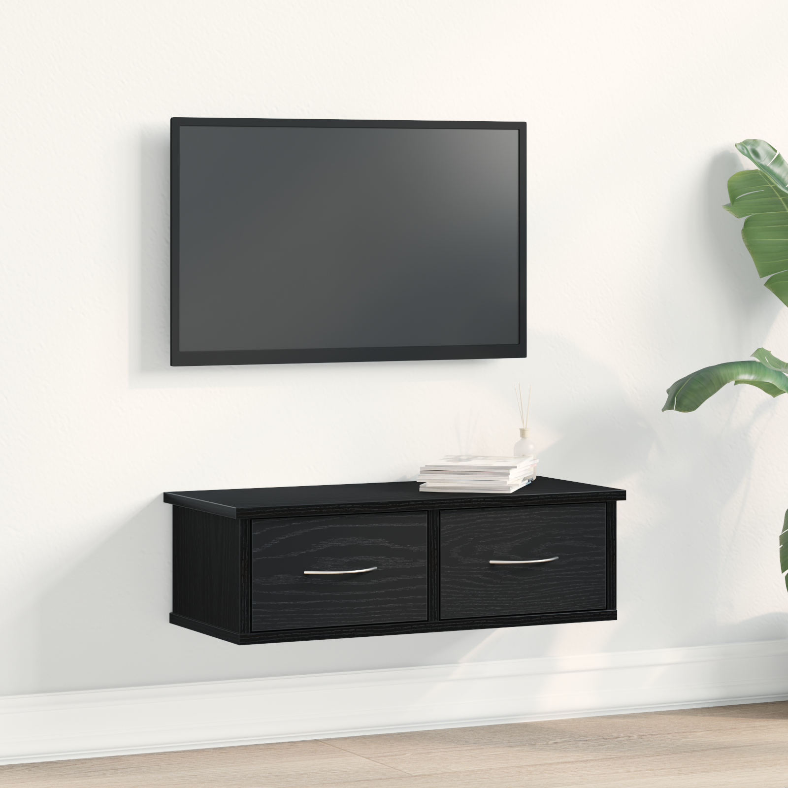 Wall-mounted Drawer Shelf Black Oak 60x26x18,5cm Engineered Wood