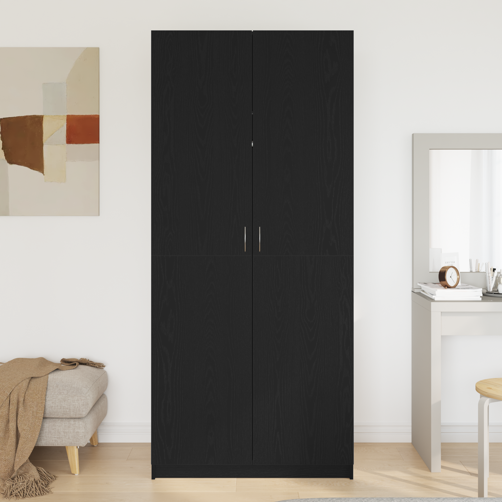 Juoda Spinta 90x52x200 cm Iš Dirbtinės Medienos - Image 4