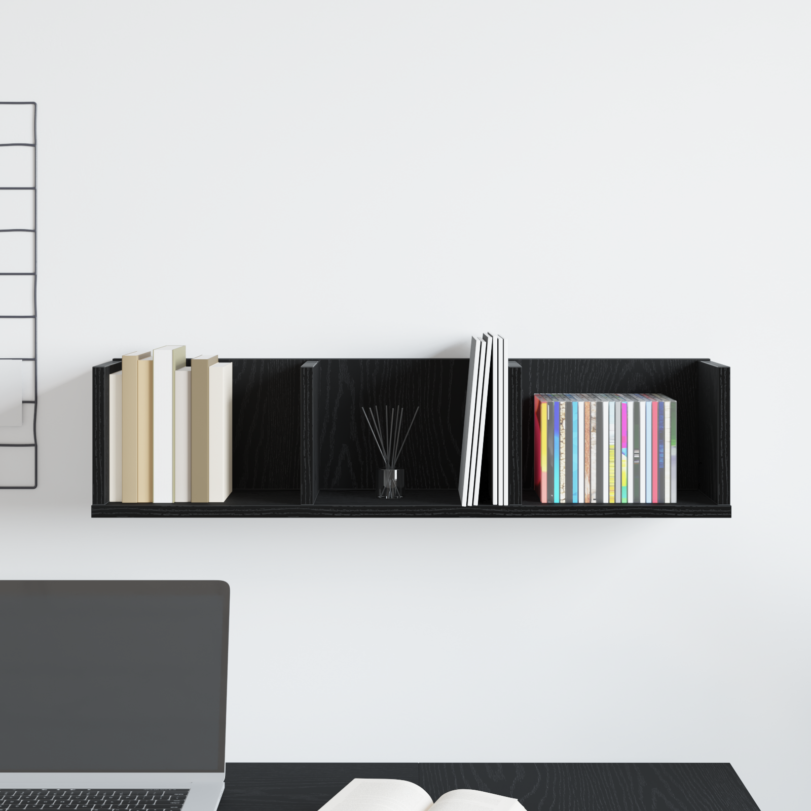 CD Wall Shelf - Black Oak, 75x18x18 cm, Made of Engineered Wood - Image 4