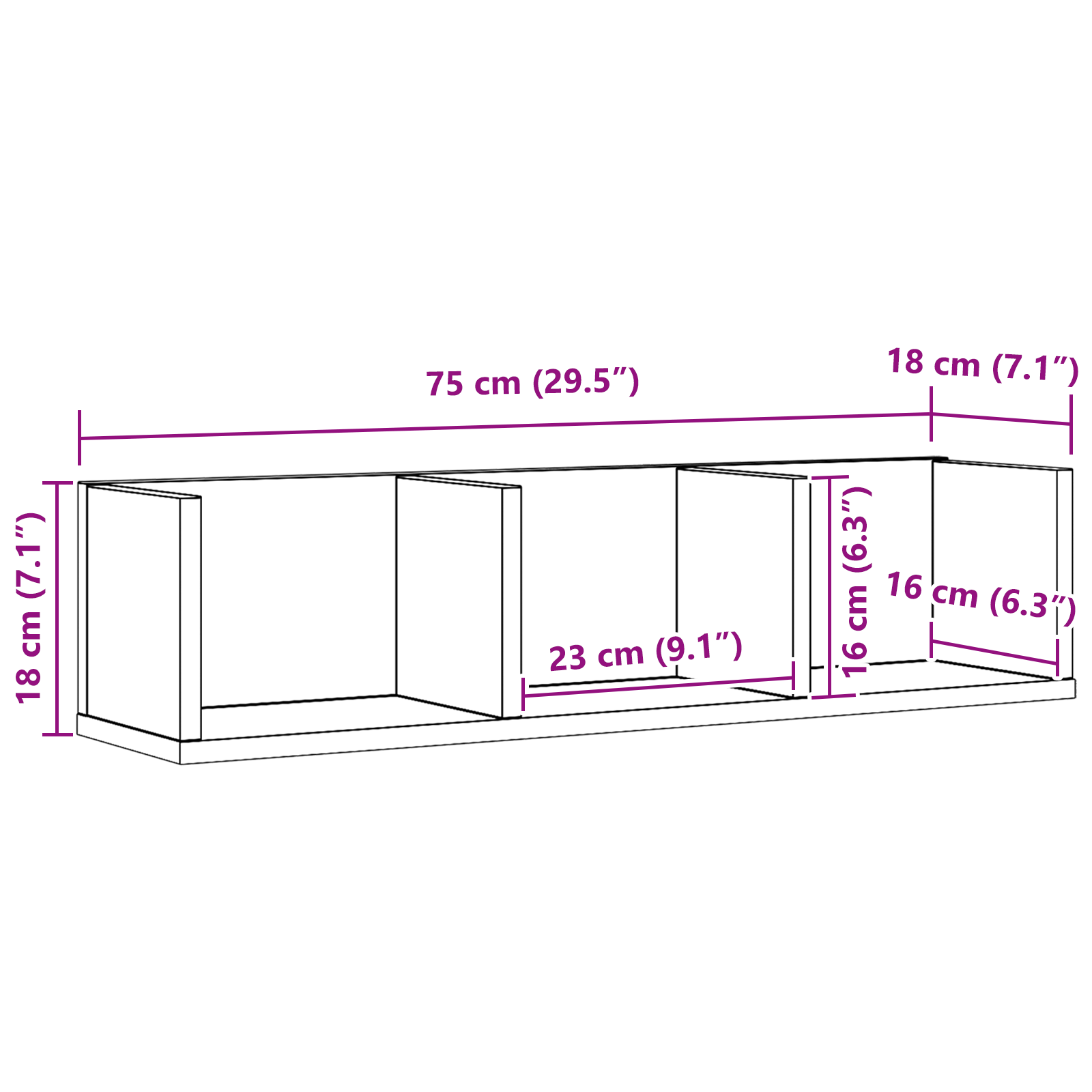 CD Wall Shelf - Black Oak, 75x18x18 cm, Made of Engineered Wood - Image 9