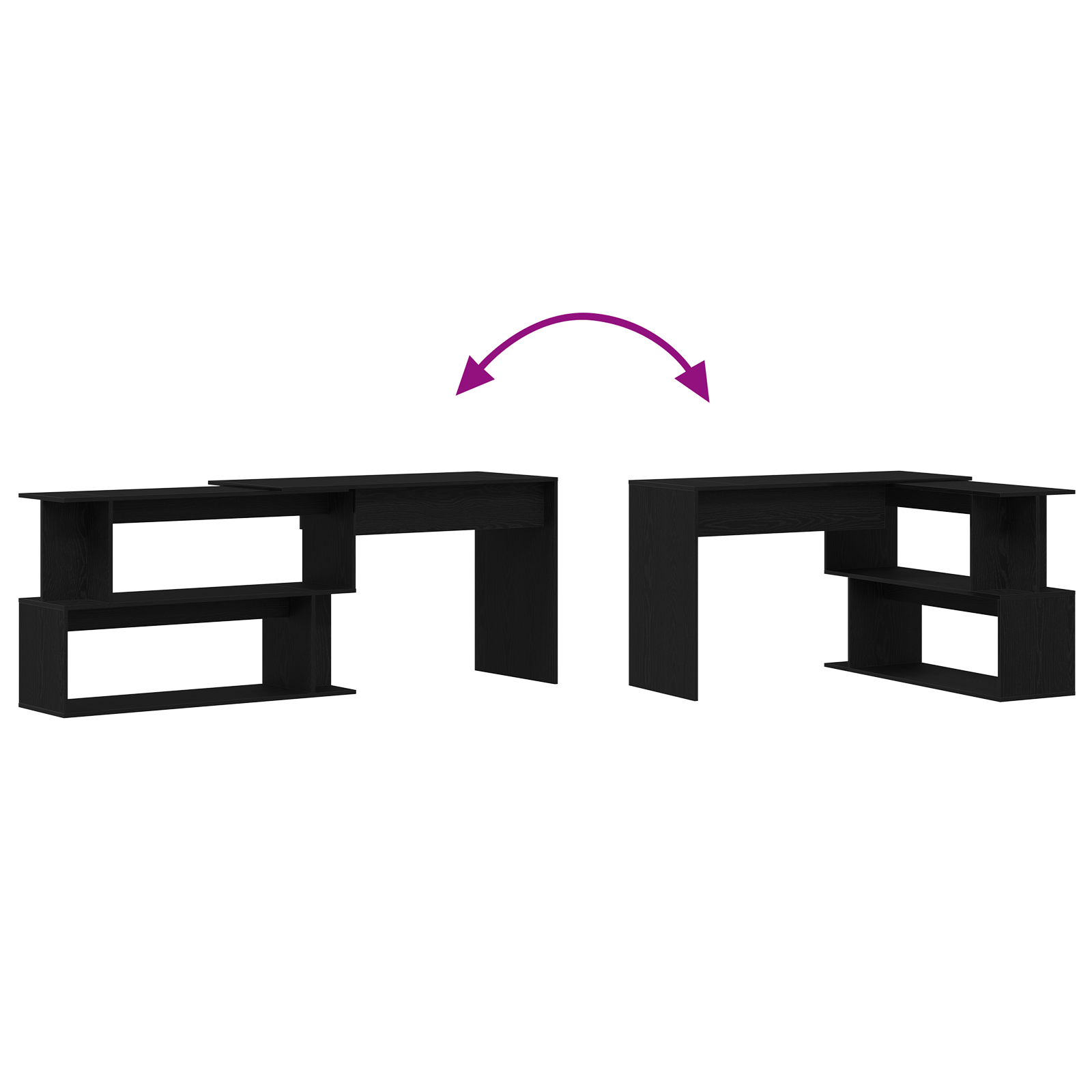 Desk in Black Oak - 200x50x76 cm, Made with Engineered Wood - Image 9