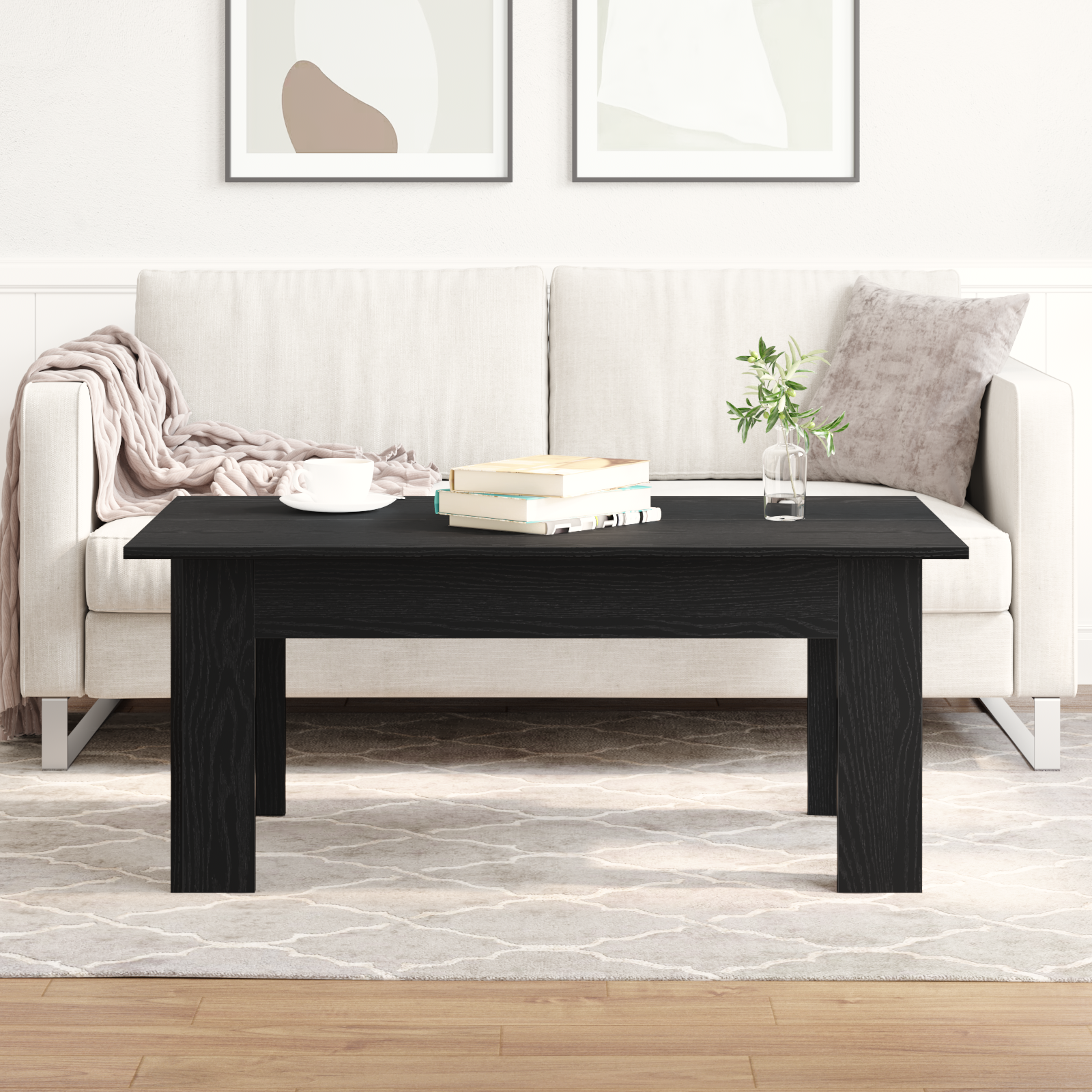 Black Oak Coffee Table, 100x60x42 cm, Made of Engineered Wood