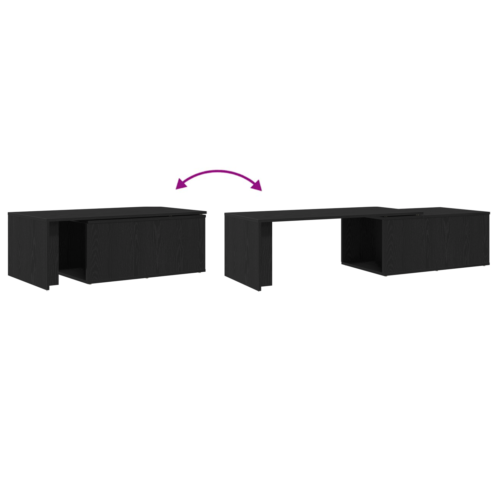 Black Oak Coffee Table, 150x50x35 cm, Made of Engineered Wood - Image 10