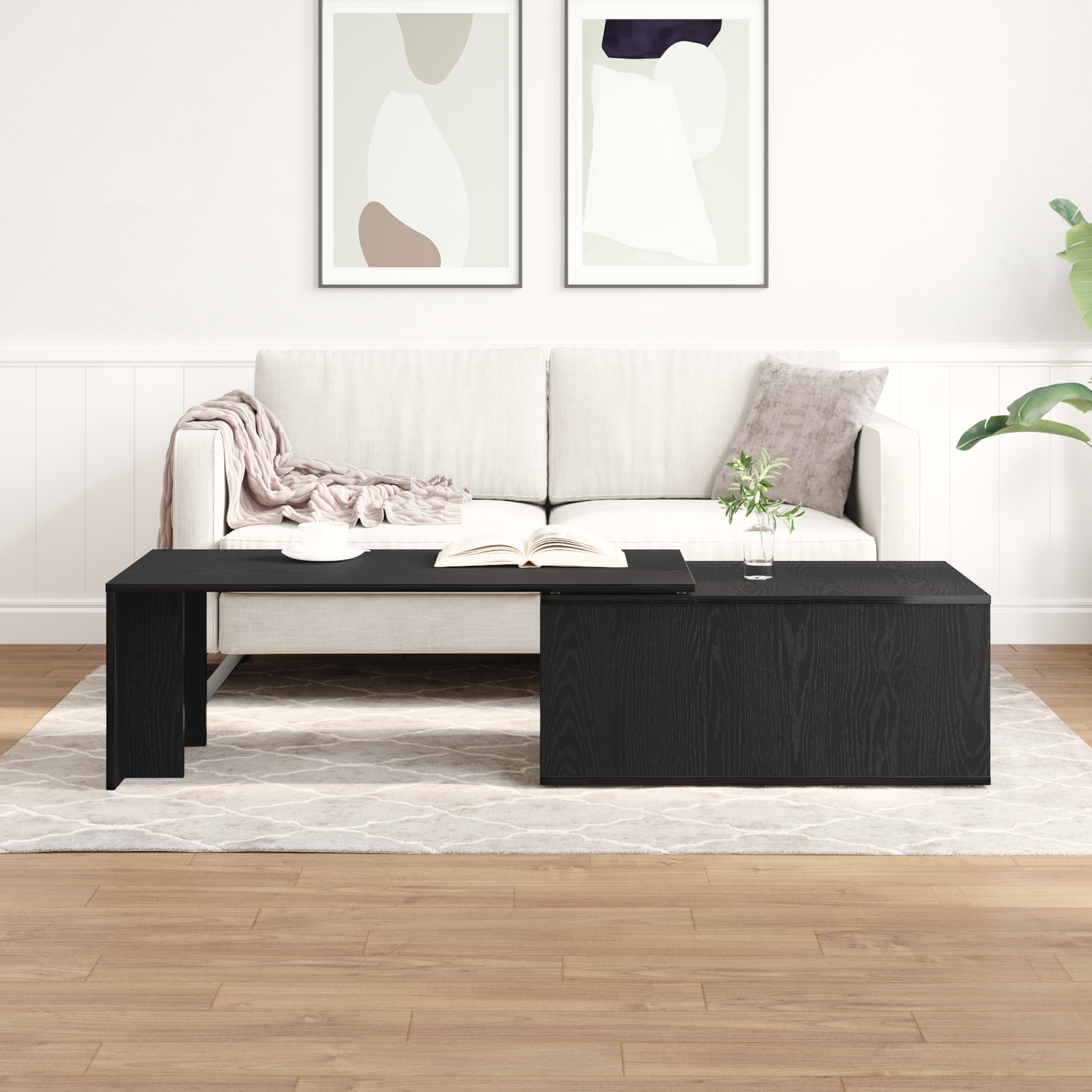 Black Oak Coffee Table, 150x50x35 cm, Made of Engineered Wood