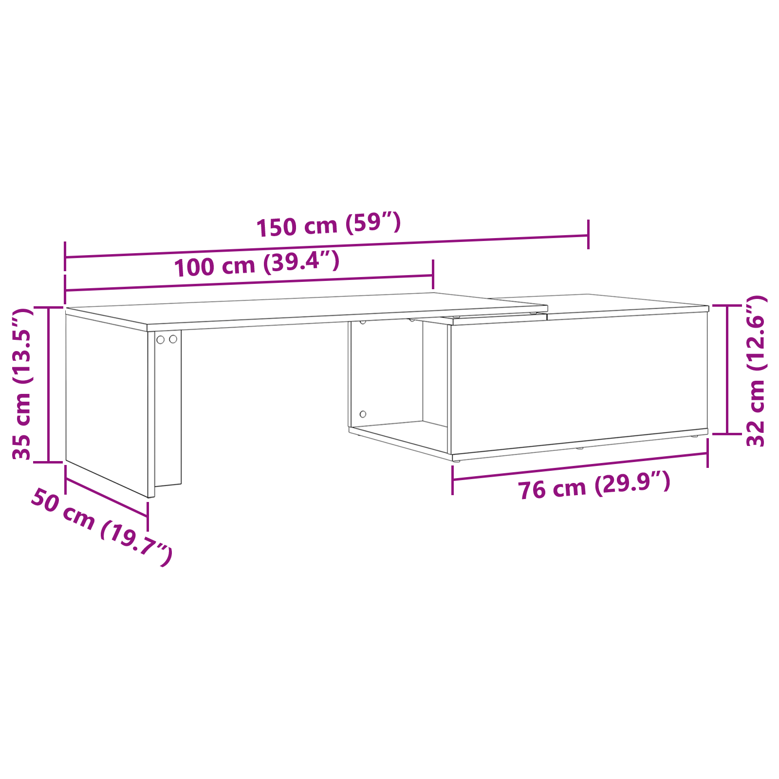 Black Oak Coffee Table, 150x50x35 cm, Made of Engineered Wood - Image 11