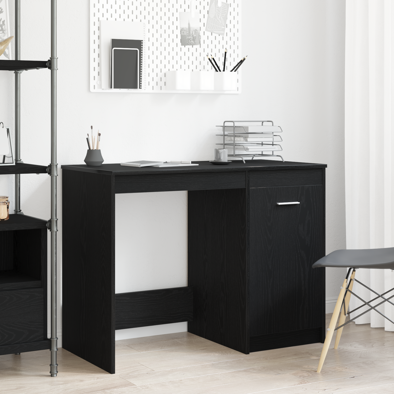 Desk Black Oak 100x50x76 cm Engineered wood