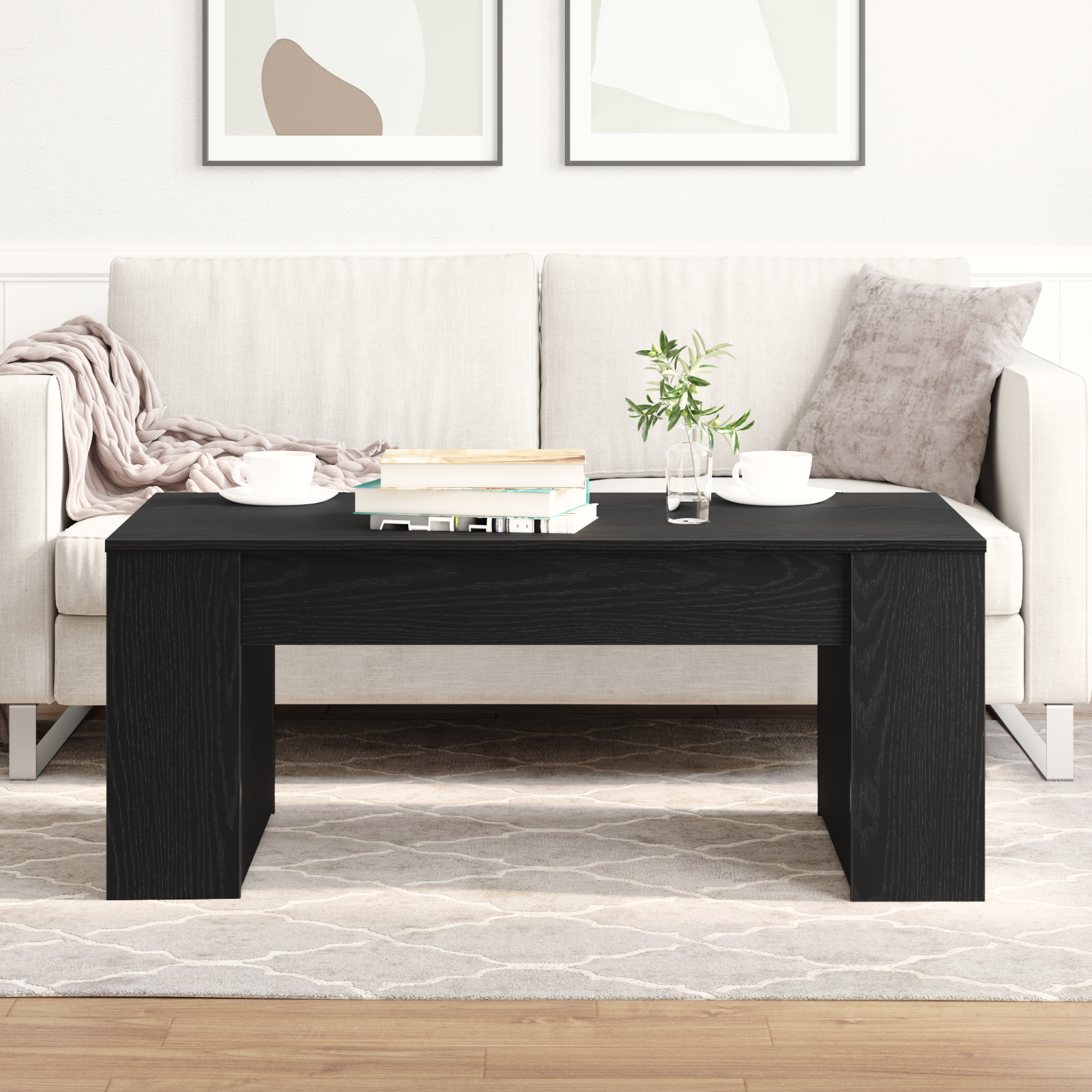 Coffee Table Black Oak 102x55x42 cm Engineered Wood