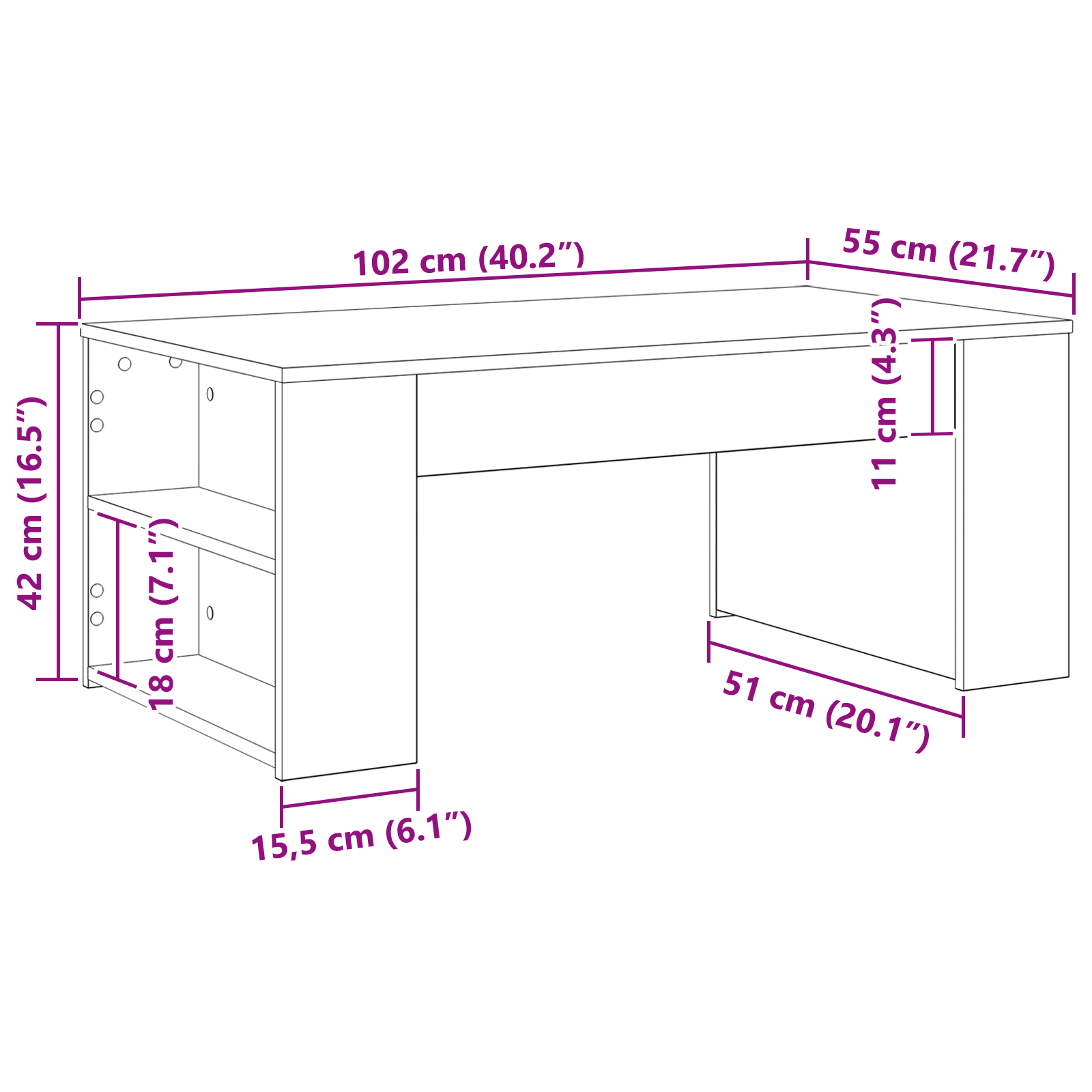 Coffee Table Black Oak 102x55x42 cm Engineered Wood - Image 9