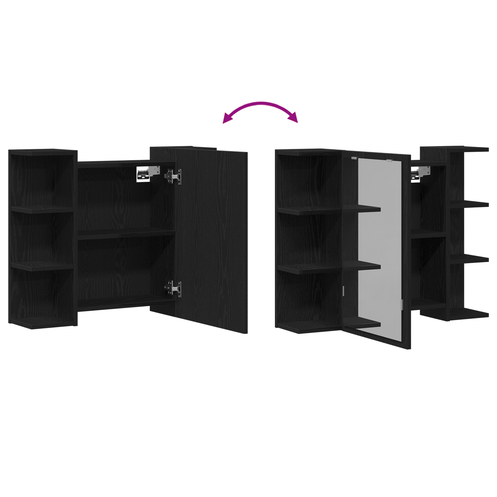 Mirror Cabinet Black Oak Solid Oak Wood Compact Bathroom Vanity - Image 11