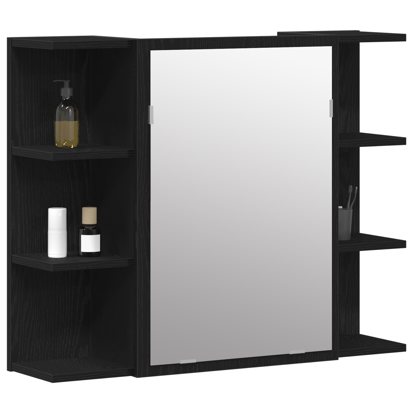 Mirror Cabinet Black Oak Solid Oak Wood Compact Bathroom Vanity - Image 3