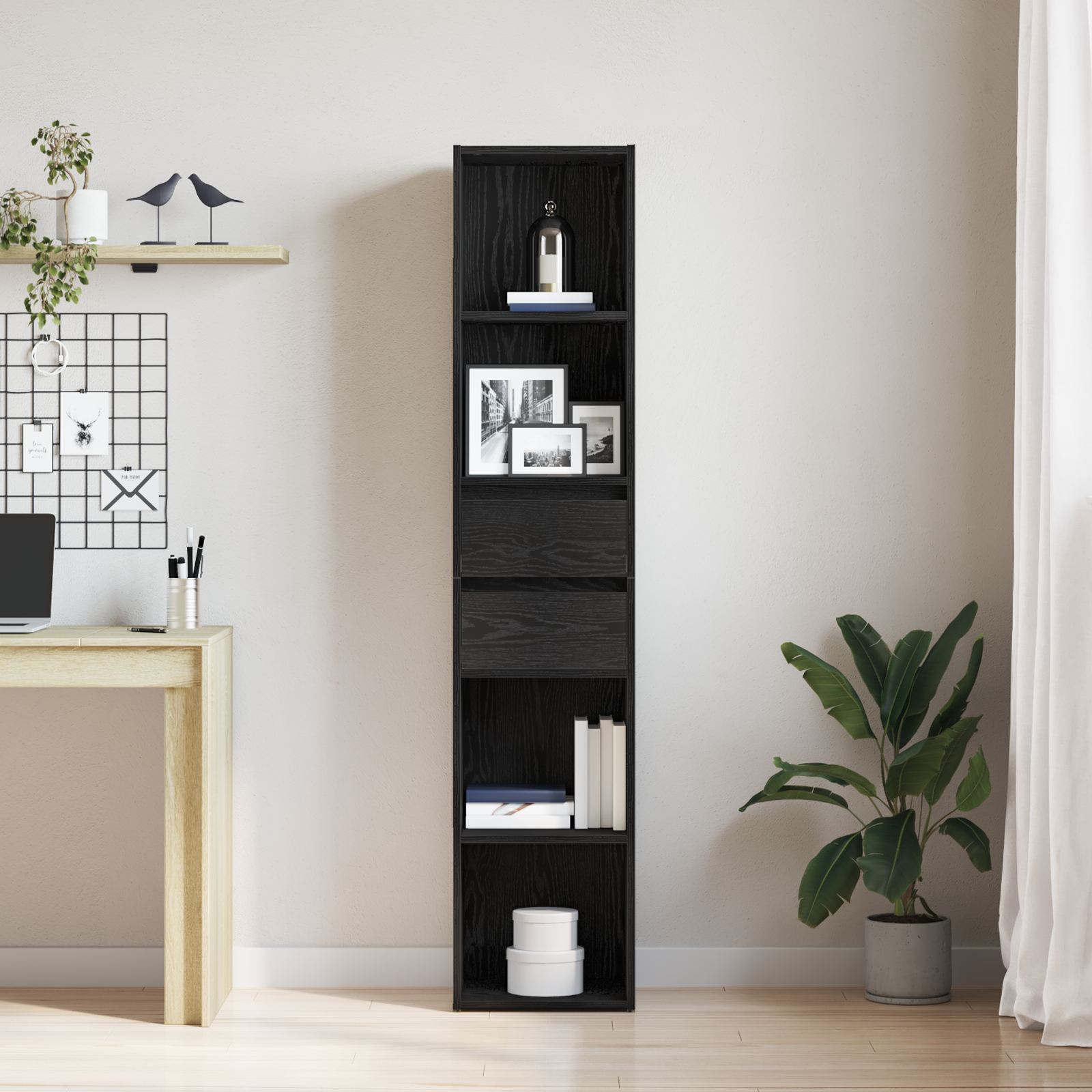 Book Cabinet Modular Black Oak 36x30x171 cm Engineered wood - Image 4