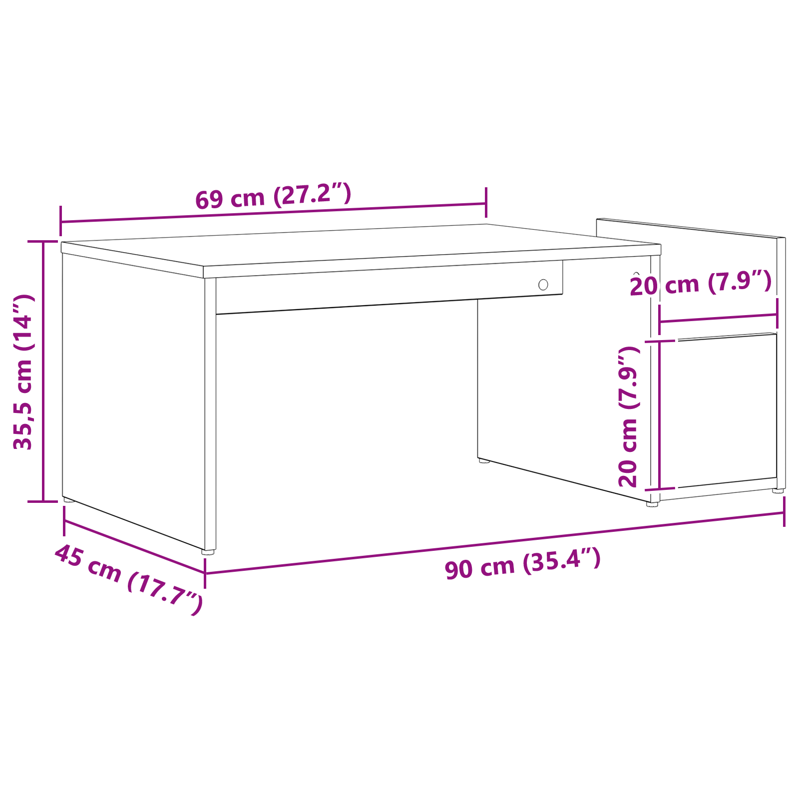 Black Oak Coffee Table - 90x45x35 cm - Made of Engineered Wood - Image 9