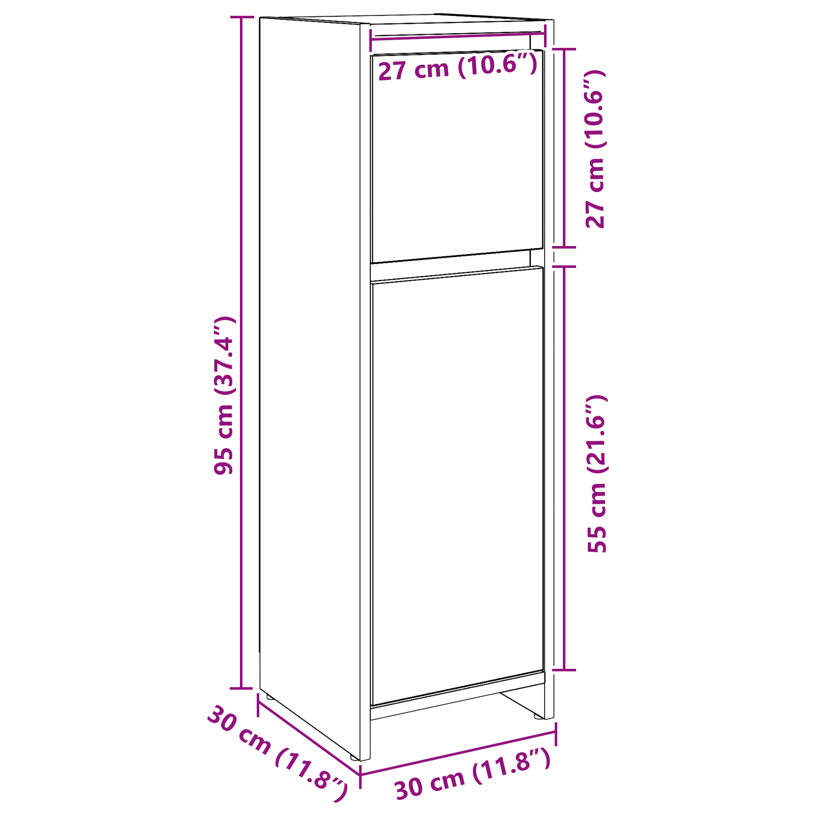 Bathroom Cabinet Black Oak 30x30x95 cm Engineered Wood - Image 11