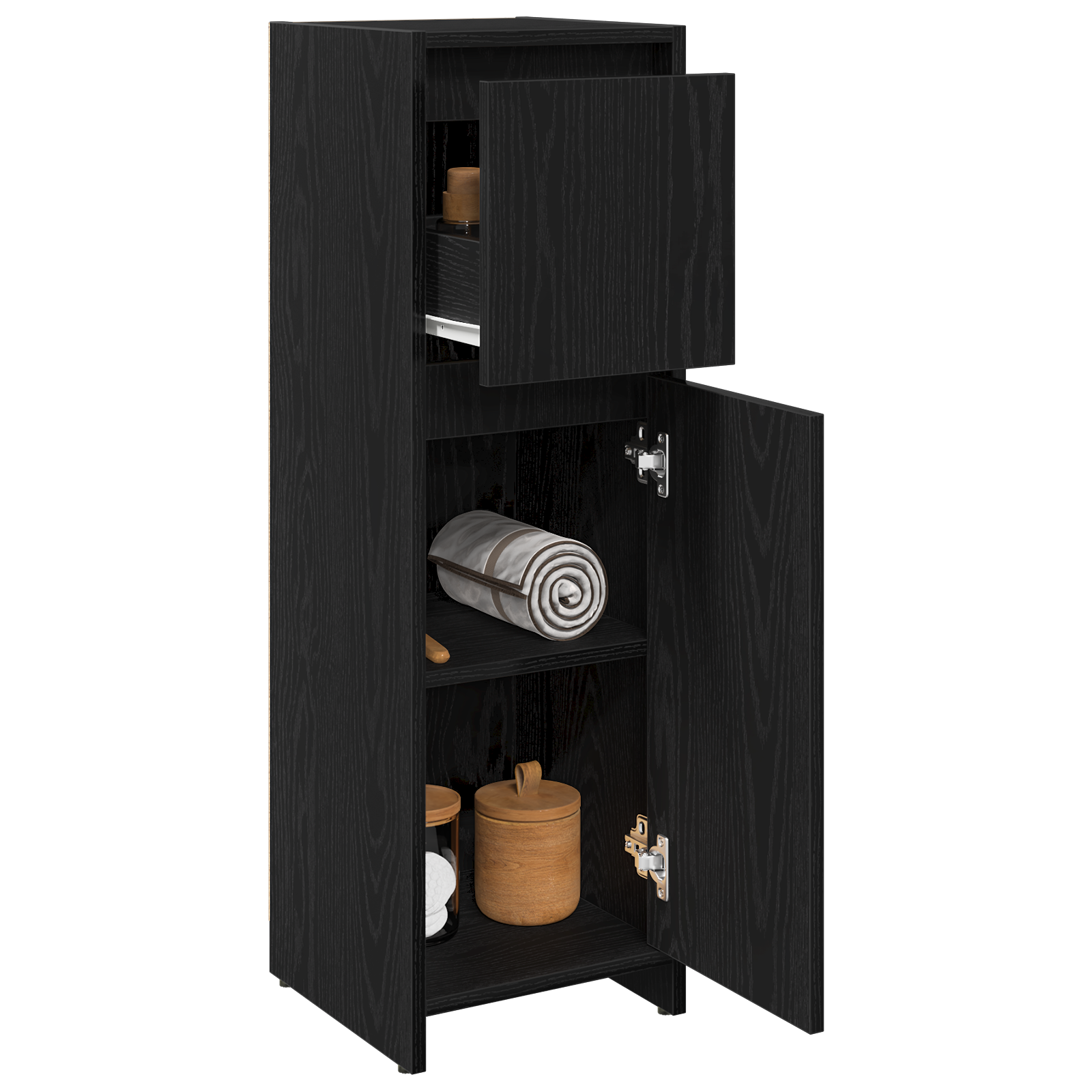 Bathroom Cabinet Black Oak 30x30x95 cm Engineered Wood - Image 3