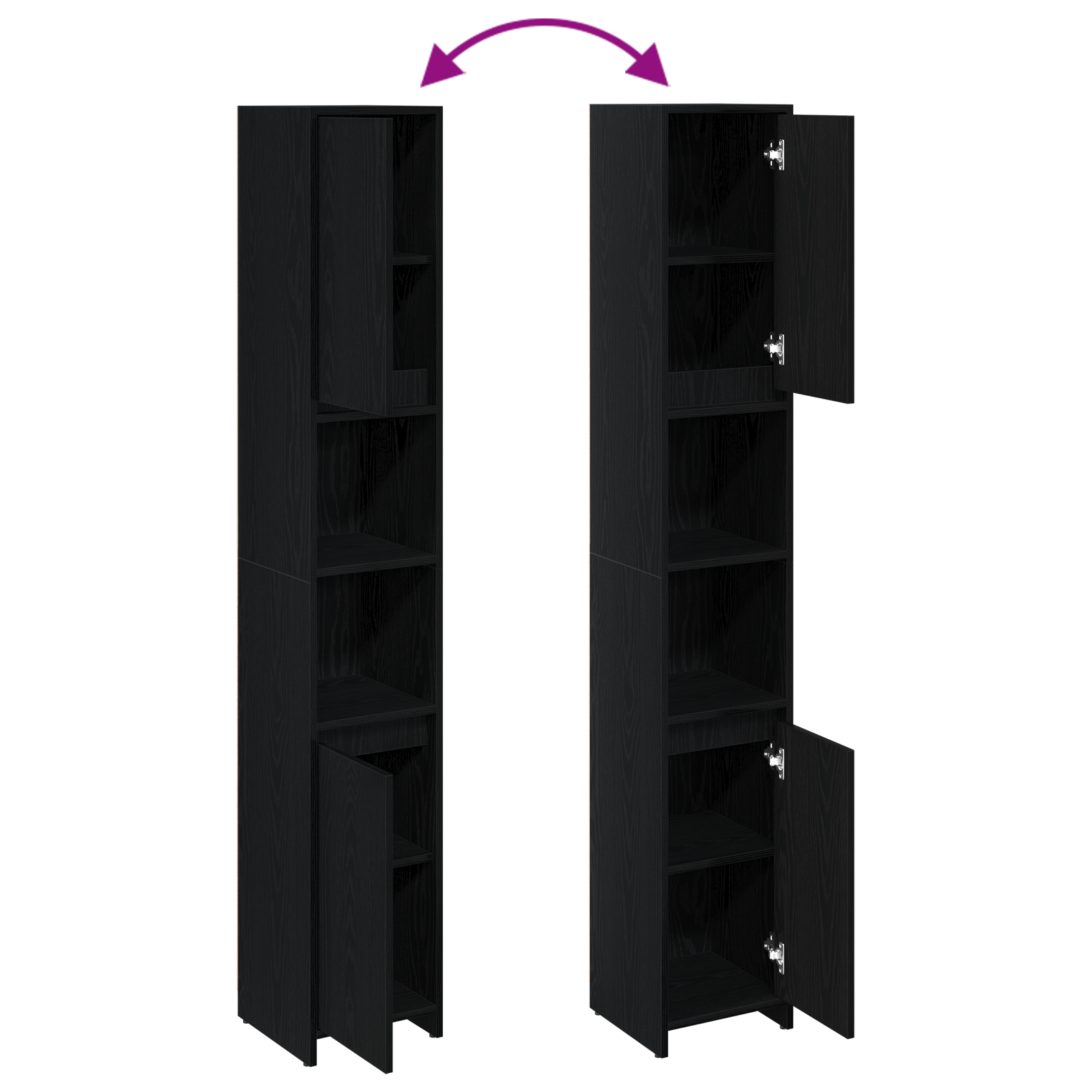 Bathroom Cabinet Black Oak 30x30x183,5 cm Engineered wood - Image 10