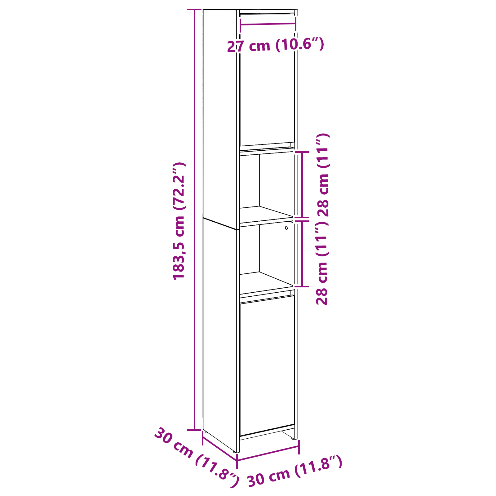 Bathroom Cabinet Black Oak 30x30x183,5 cm Engineered wood - Image 11