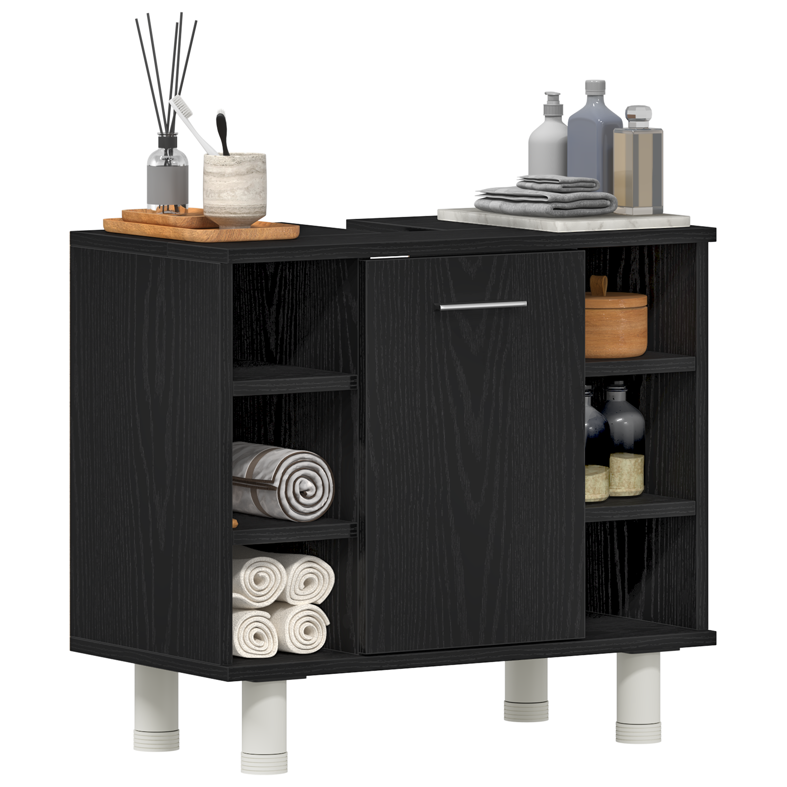 Thumbnail - vidaXL Badschrank Schwarz Eiche 60x32x54 cm Holzwerkstoff