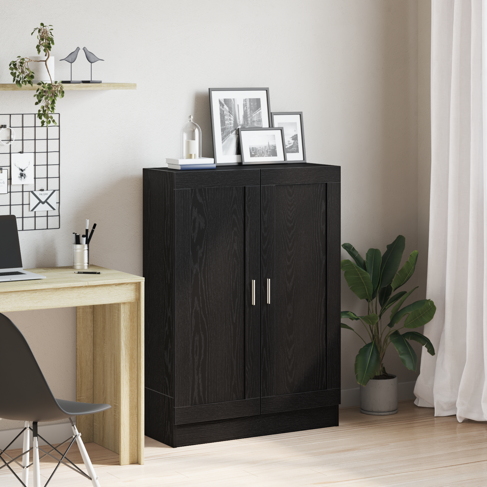 Black Oak Book Cabinet 82.5x30.5x115 cm Engineered Wood