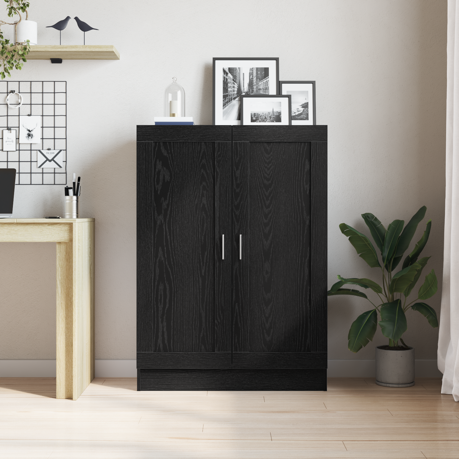 Black Oak Book Cabinet 82.5x30.5x115 cm Engineered Wood - Image 4