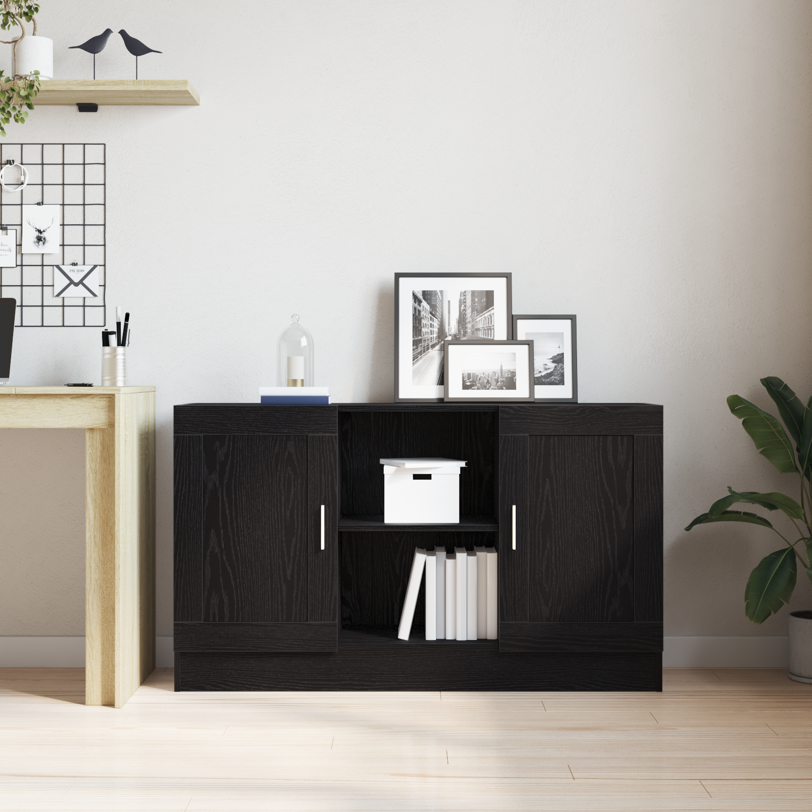 Black Oak Sideboard 120x30.5x70 cm Engineered Wood - Image 4