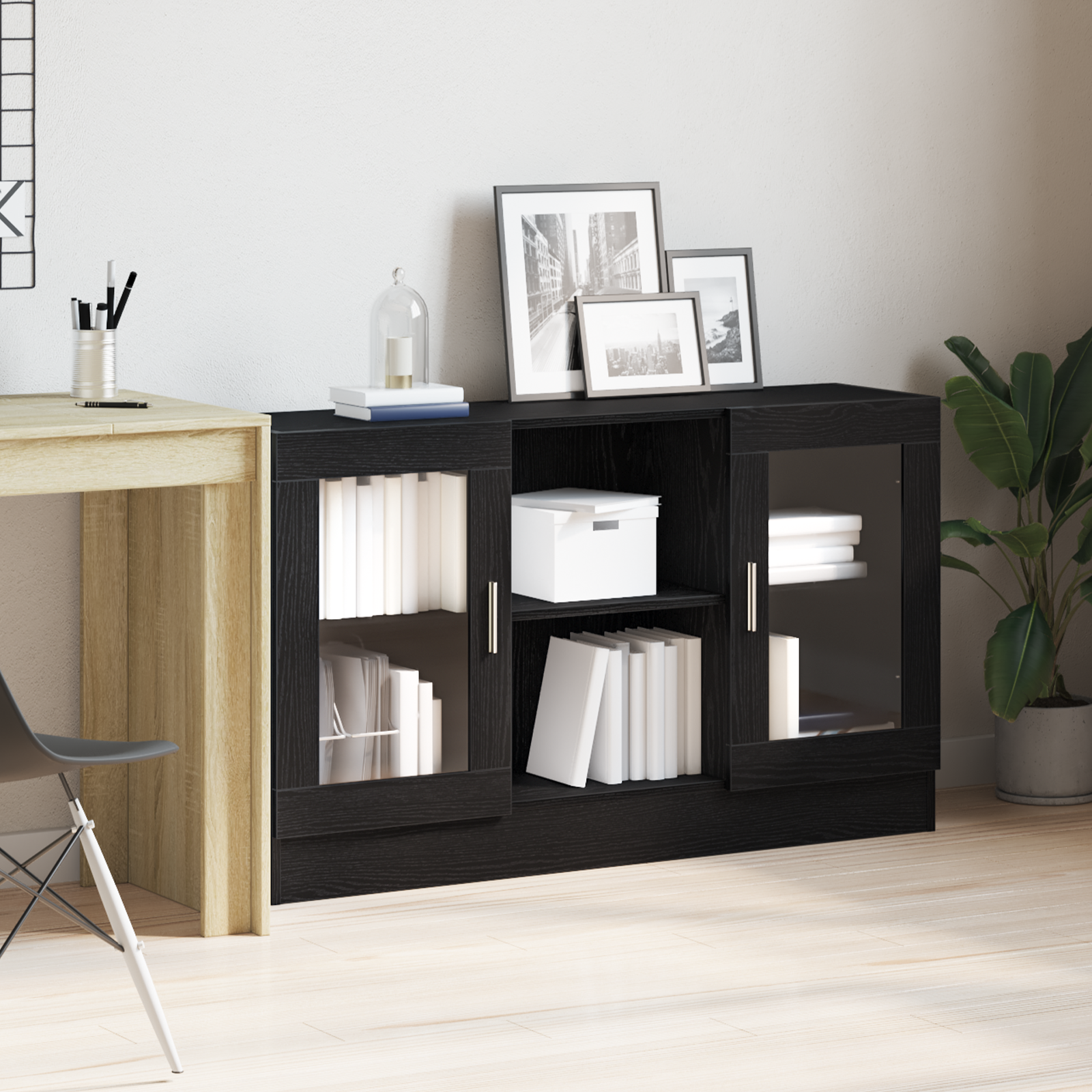 Thumbnail - vidaXL Sideboard Schwarz Eiche 120x30,5x70 cm Holzwerkstoff